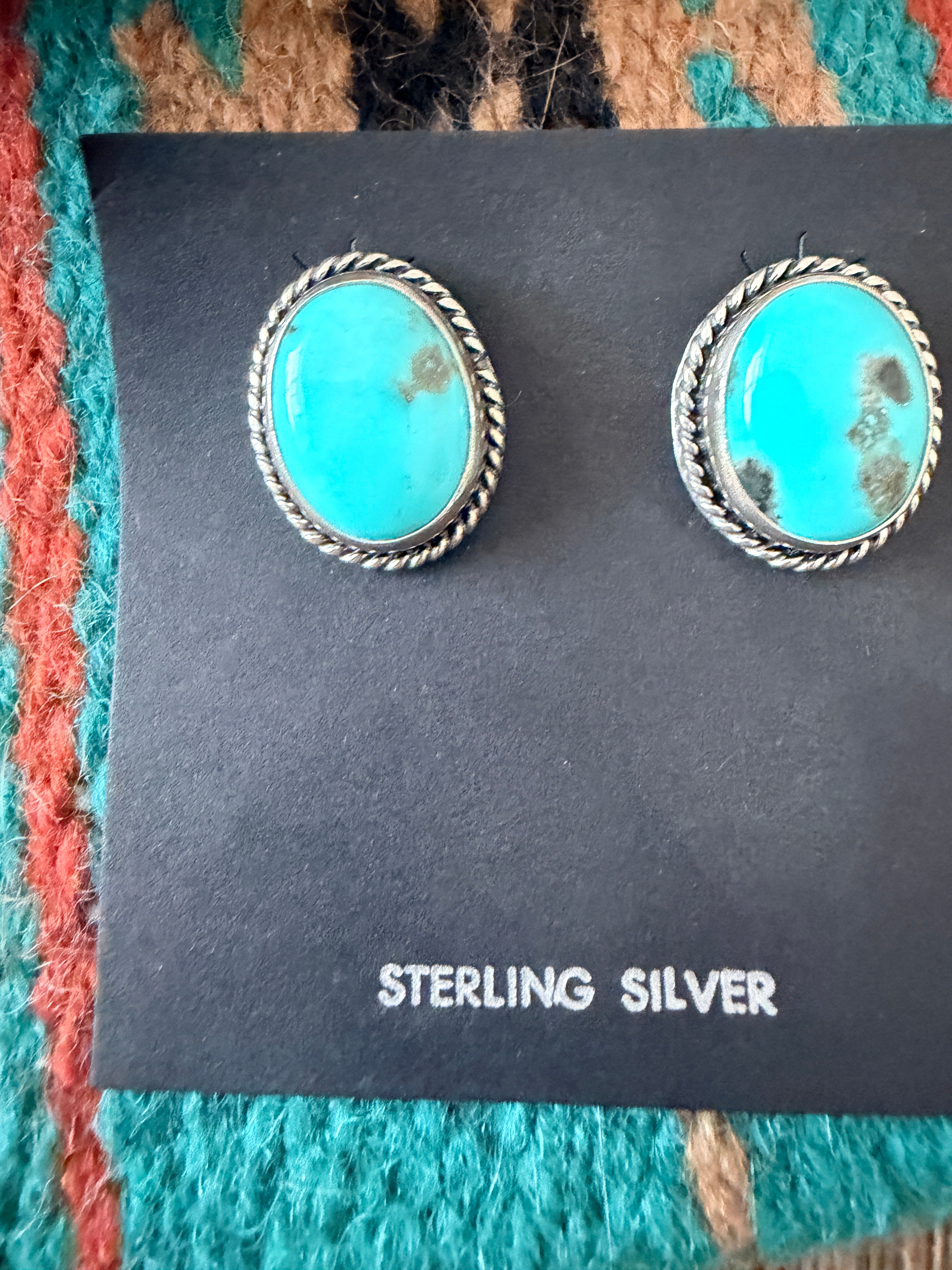 Handcrafted Turquoise & Sterling Silver Post Earrings