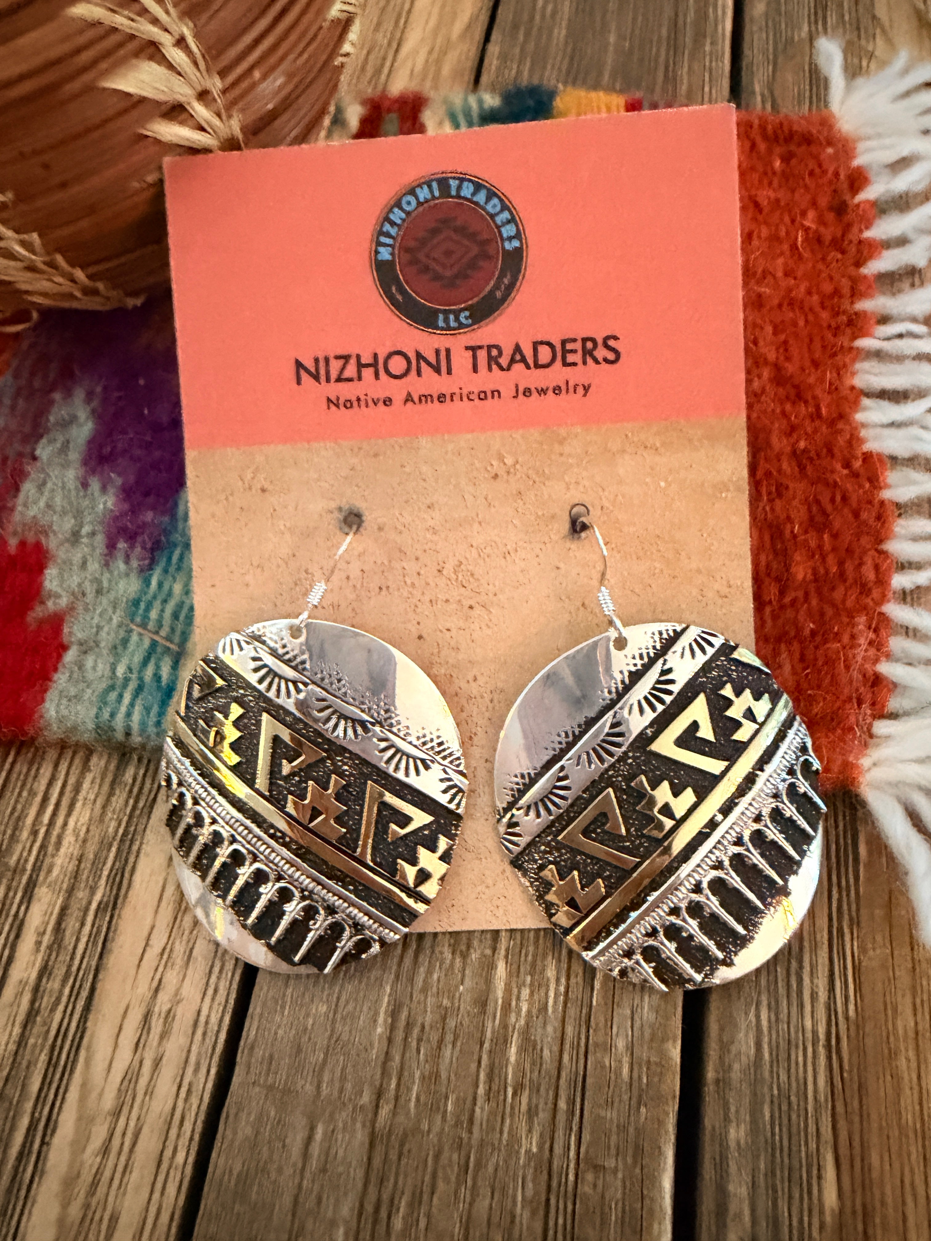 Handcrafted Sterling Silver & Copper Dangle Earrings by Rose Singer