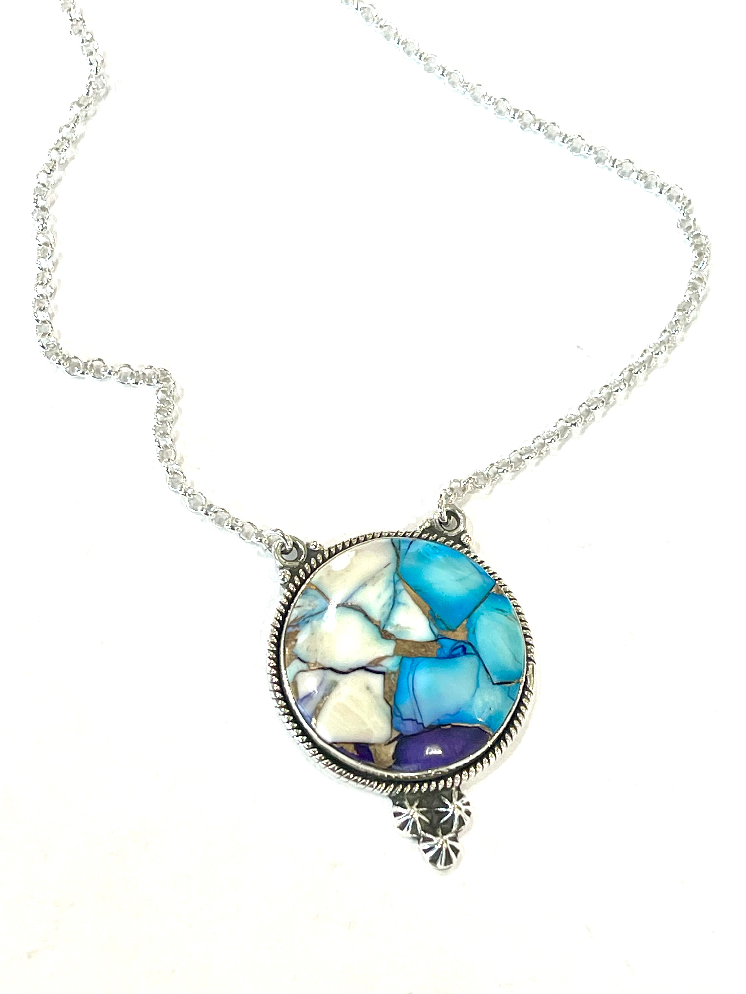 Handmade Sterling Silver & Purple Dream Mojave Heart Necklace