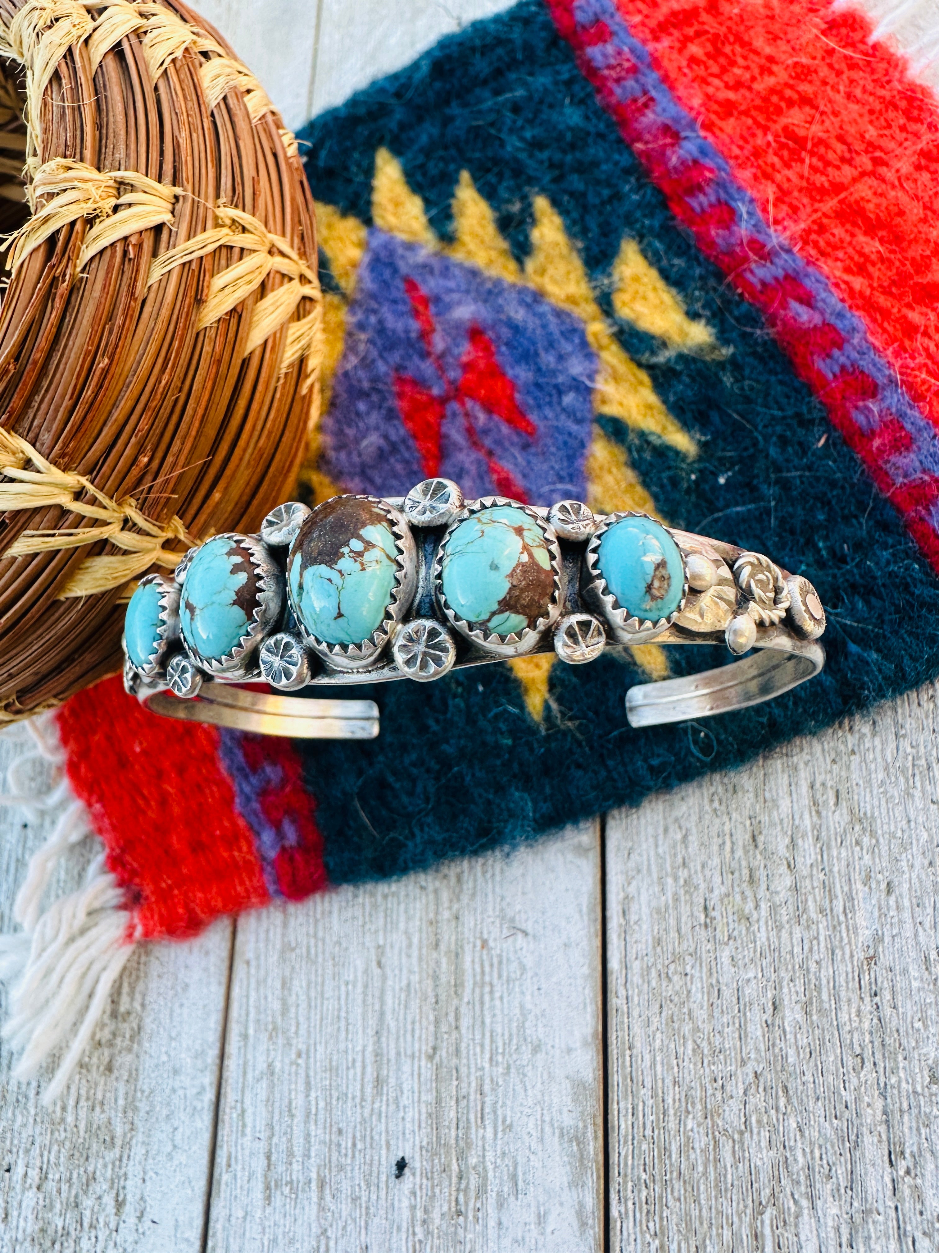 Handcrafted Turquoise & Sterling Silver Cuff Bracelet by Jacqueline Silver