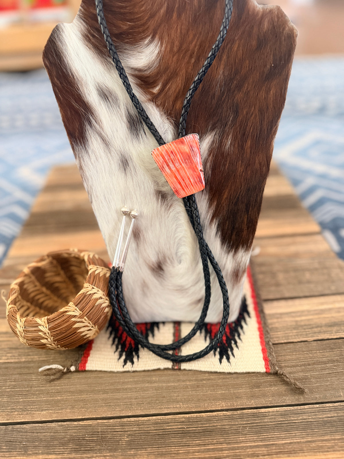 Handcrafted Sterling Silver & Orange Spiny Oyster Bolo Tie