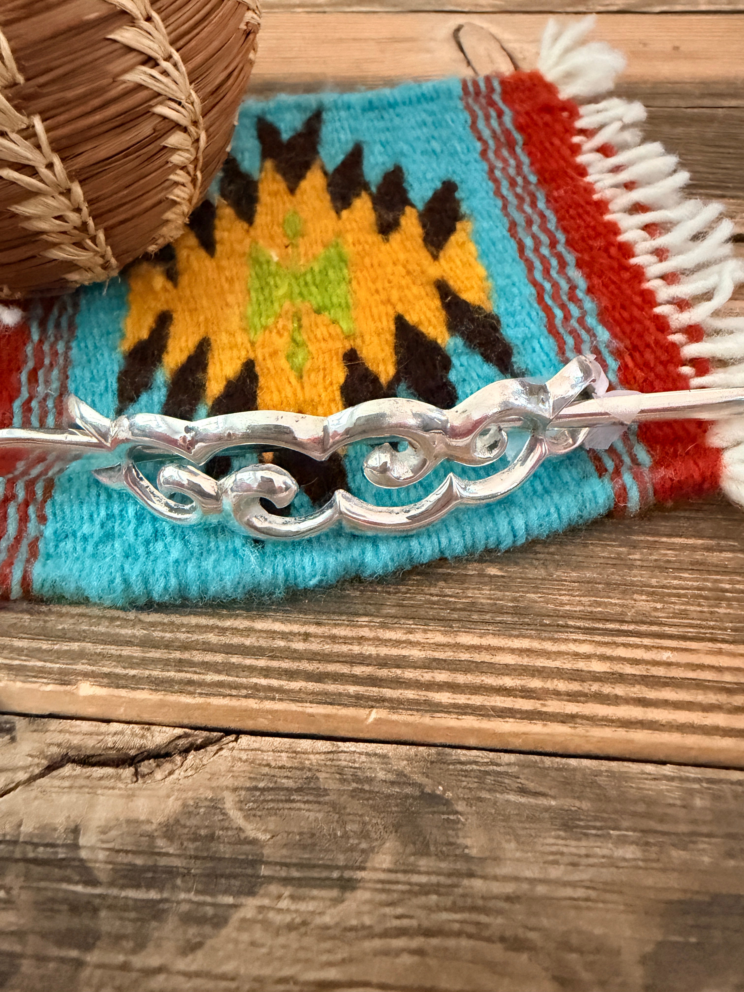 Handcrafted Old Pawn Sterling Silver Hair Pin by Frank Chee