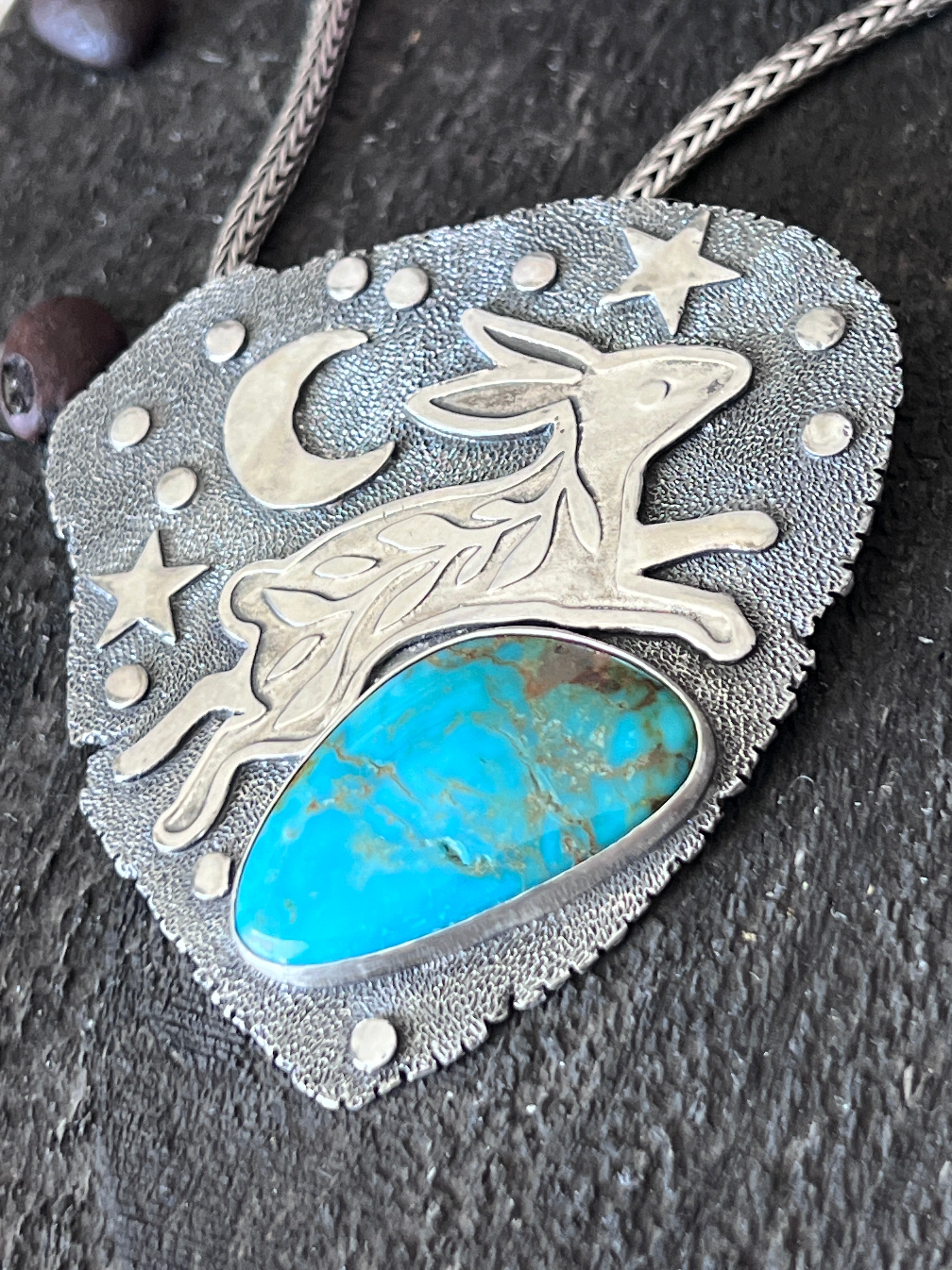 Tularosa Sterling Silver & Kingman Turquoise Celestial Rabbit Necklace