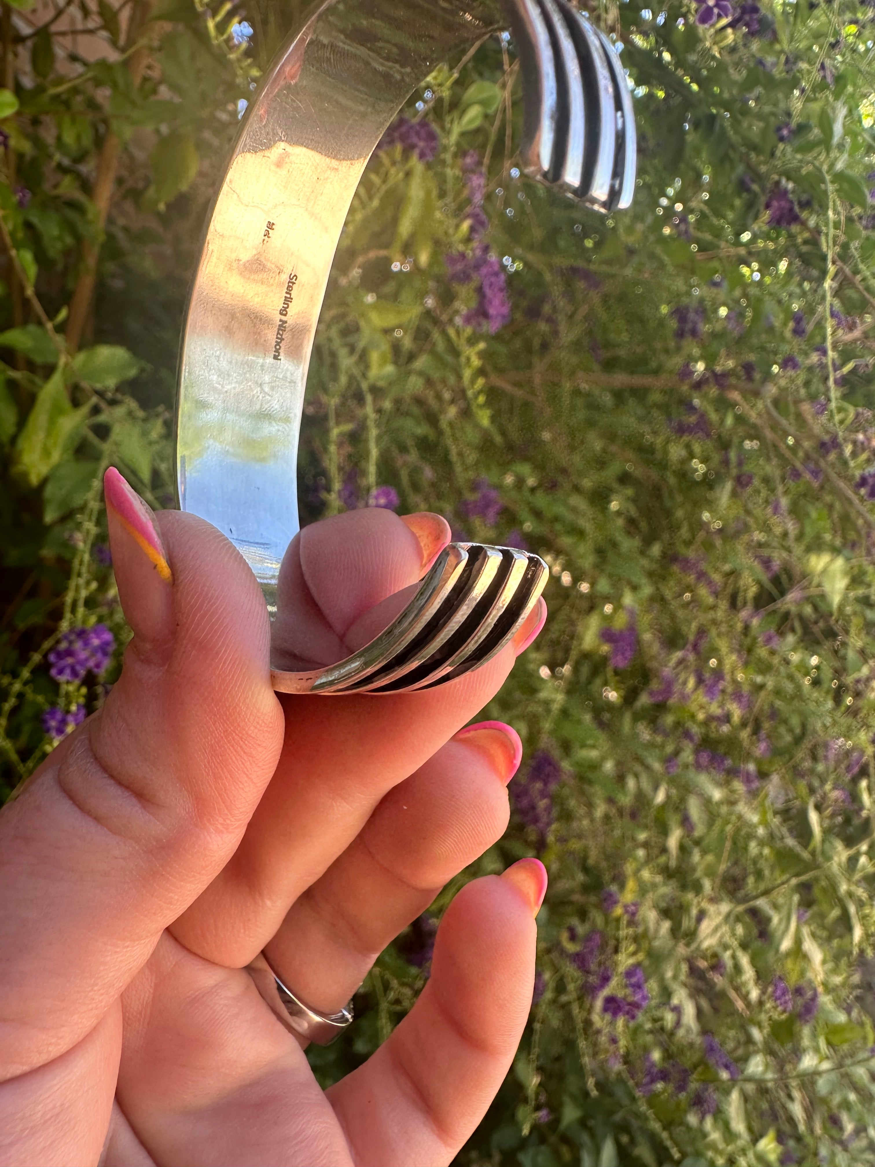 Handmade Sterling Silver Ball Adjustable Cuff