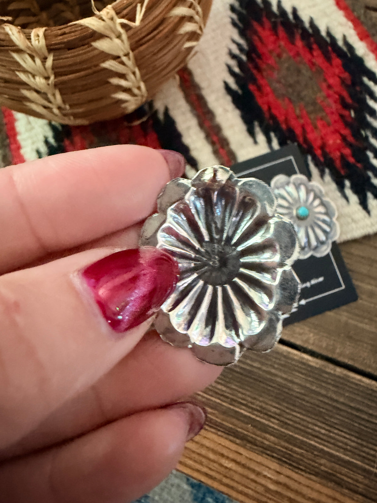 Handcrafted Turquoise & Sterling Silver Concho Post Earrings