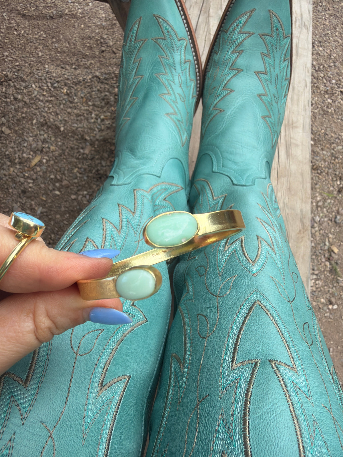 “The Golden Collection” Painted Desert Handmade Paloma Gold Plated Adjustable Oval Bracelet Cuff STYLE 5