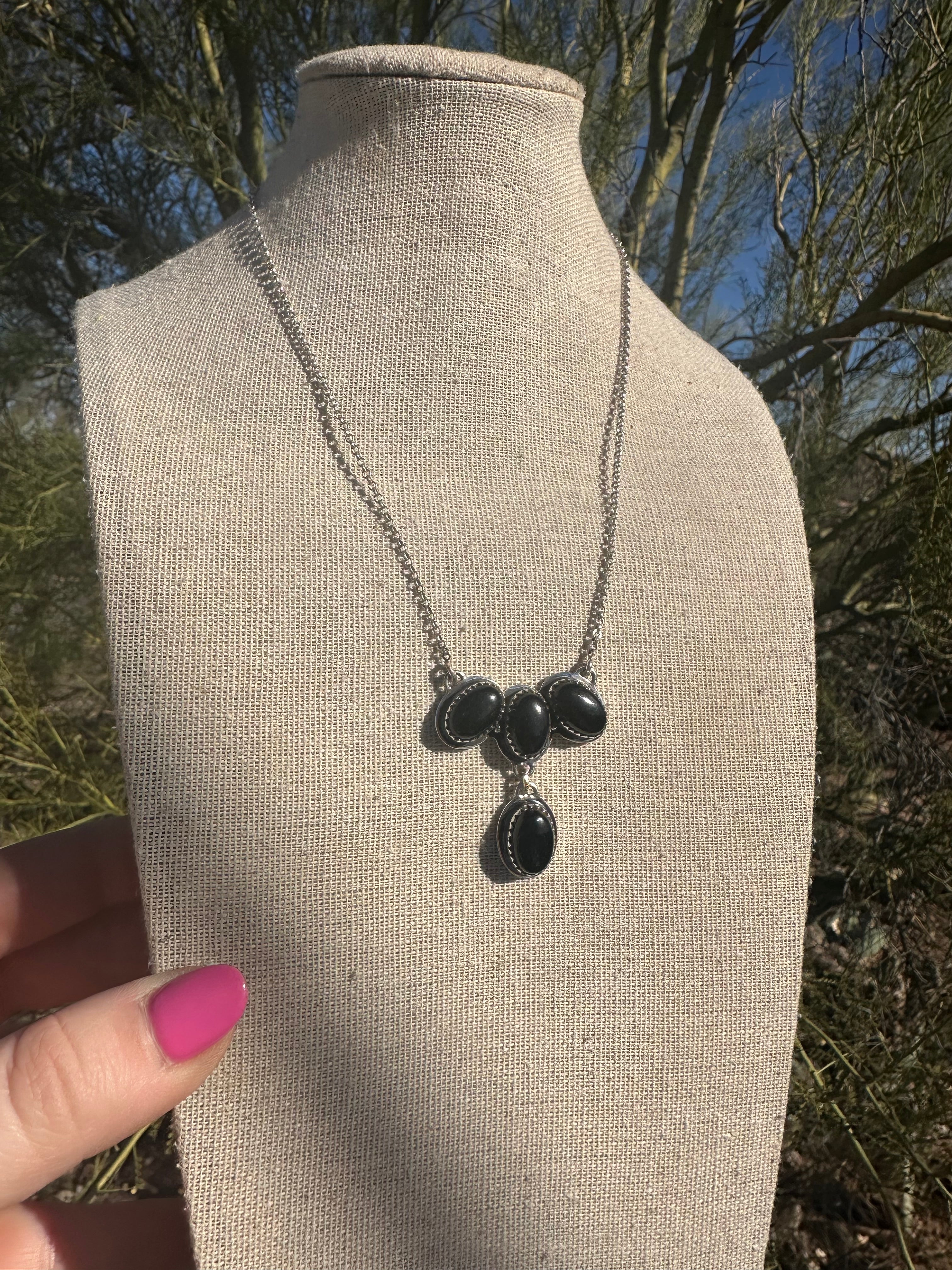 Handmade Onyx & Sterling Silver Necklace