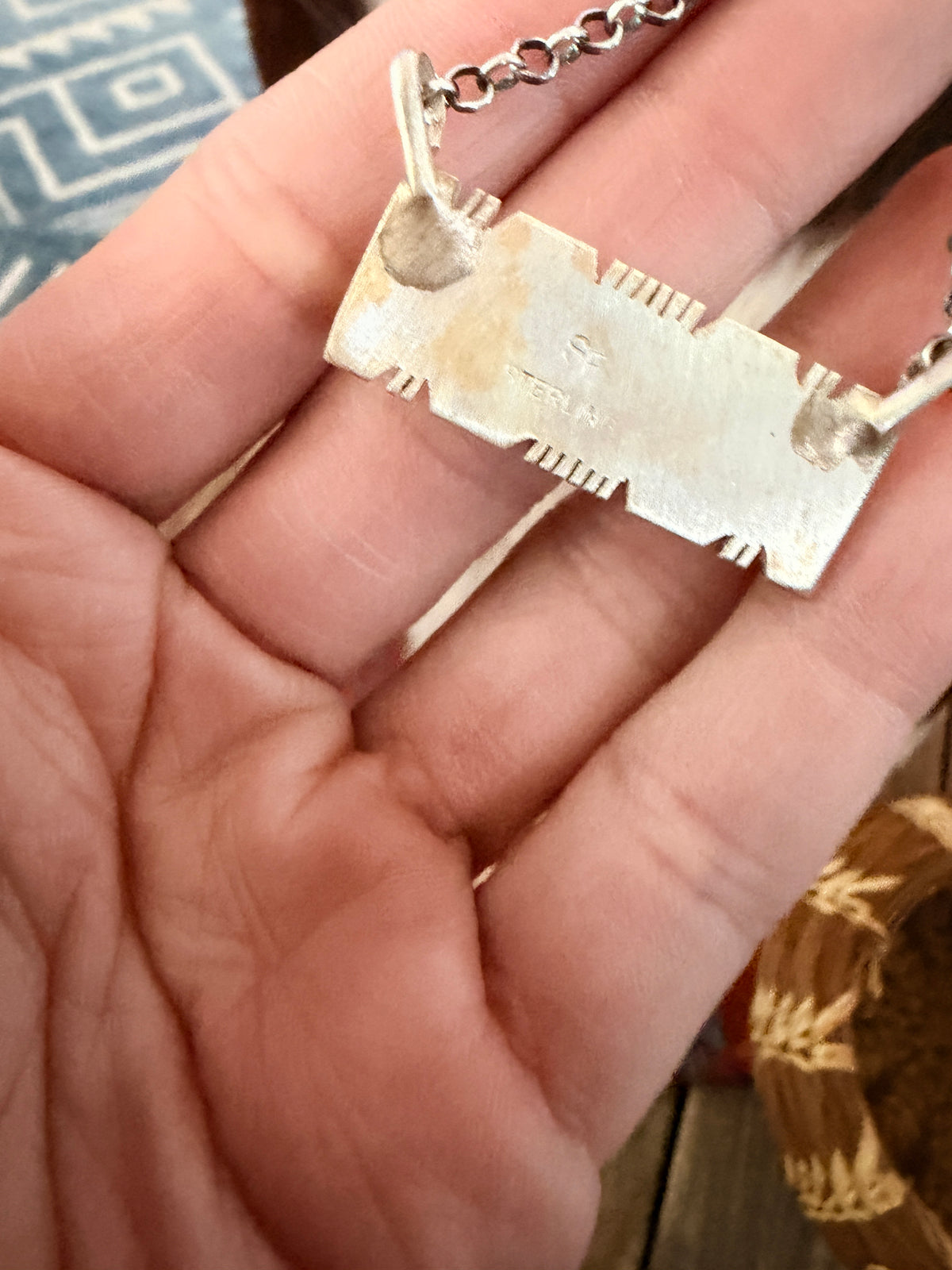 Handcrafted Turquoise & Sterling Silver Bar Necklace