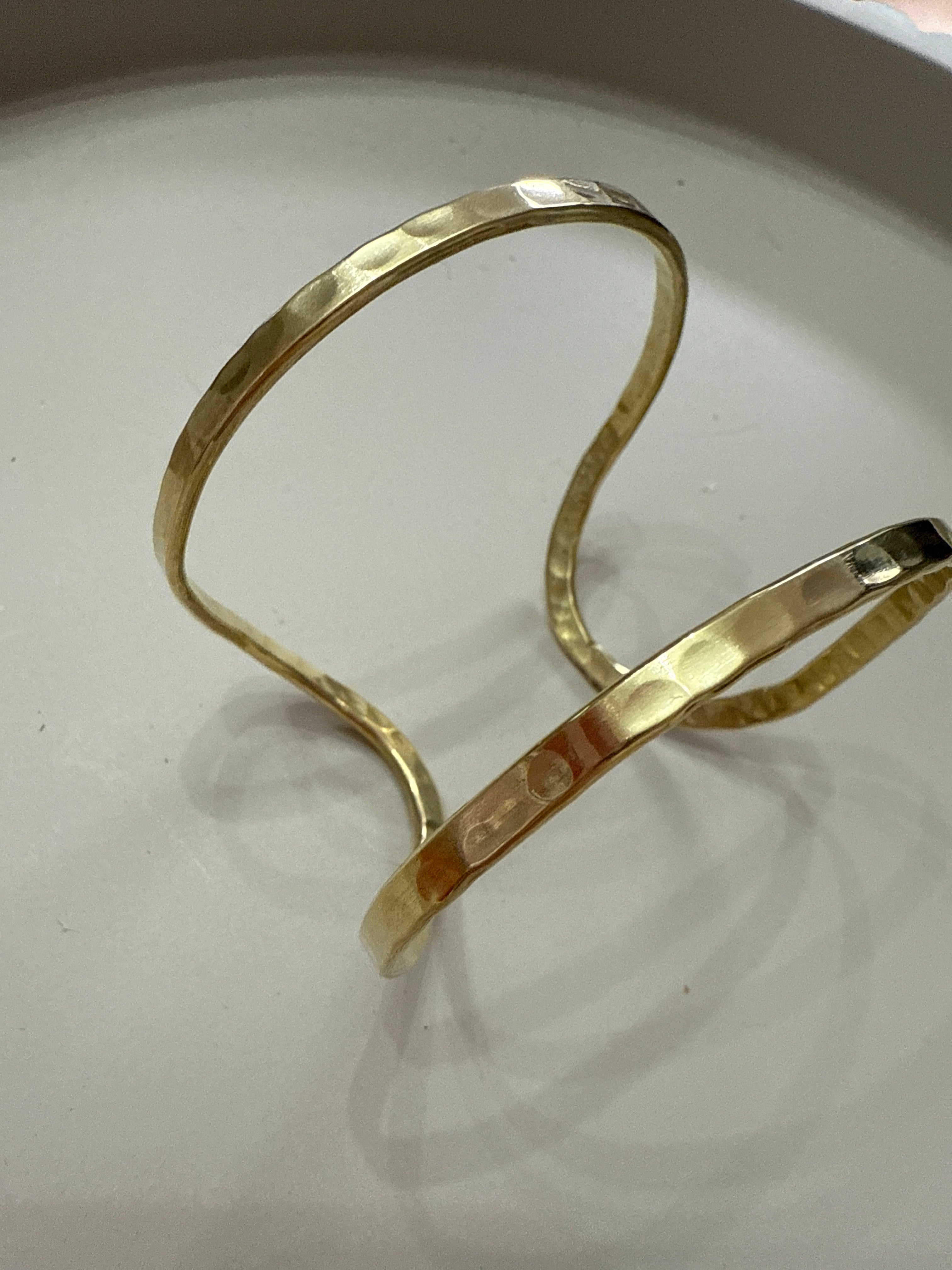 “The Golden Collection” Handmade Gold Plated Hammered Open Wide Cuff Bracelet