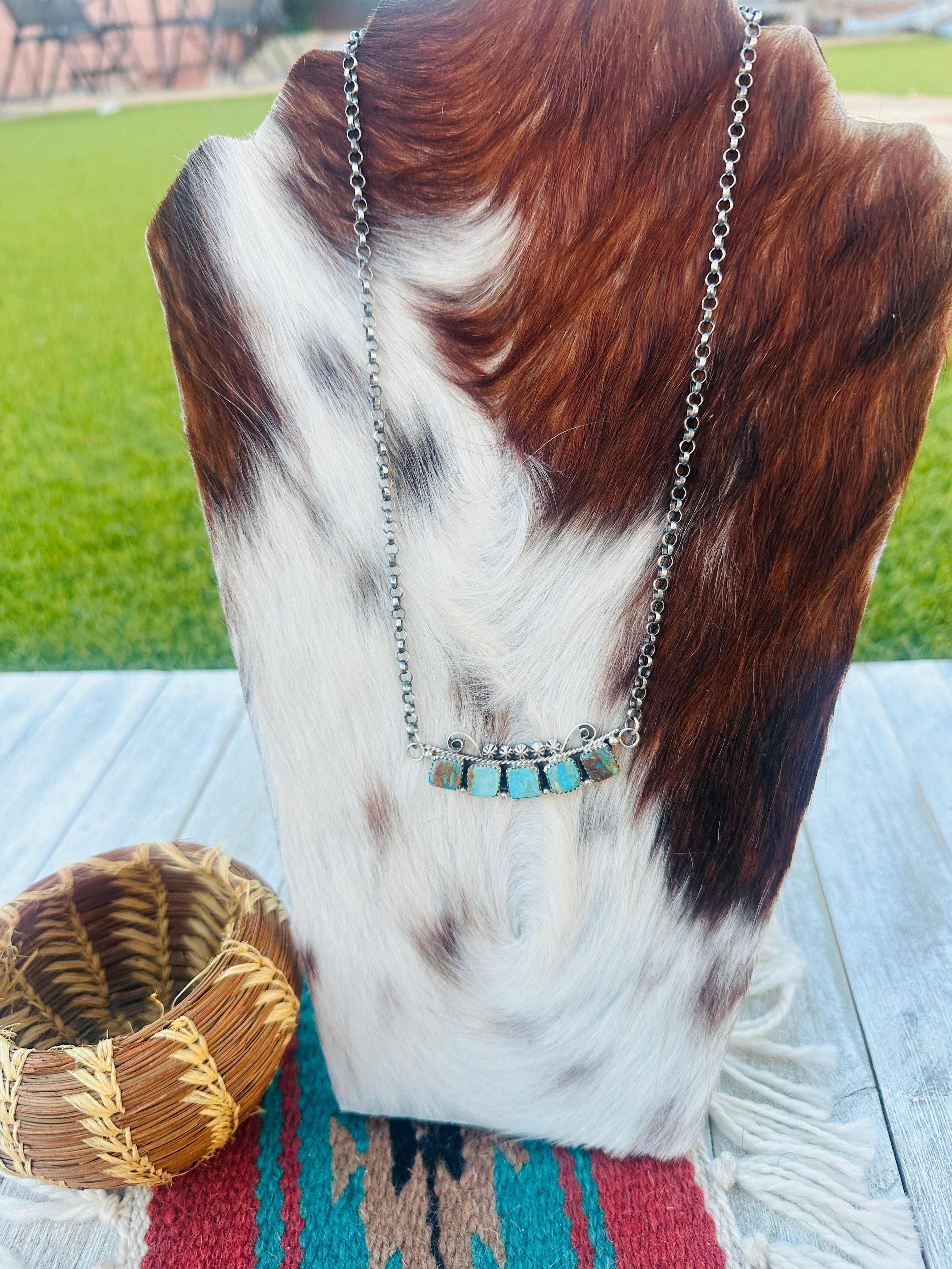 Handcrafted Turquoise & Sterling Silver Necklace by Jacqueline Silver