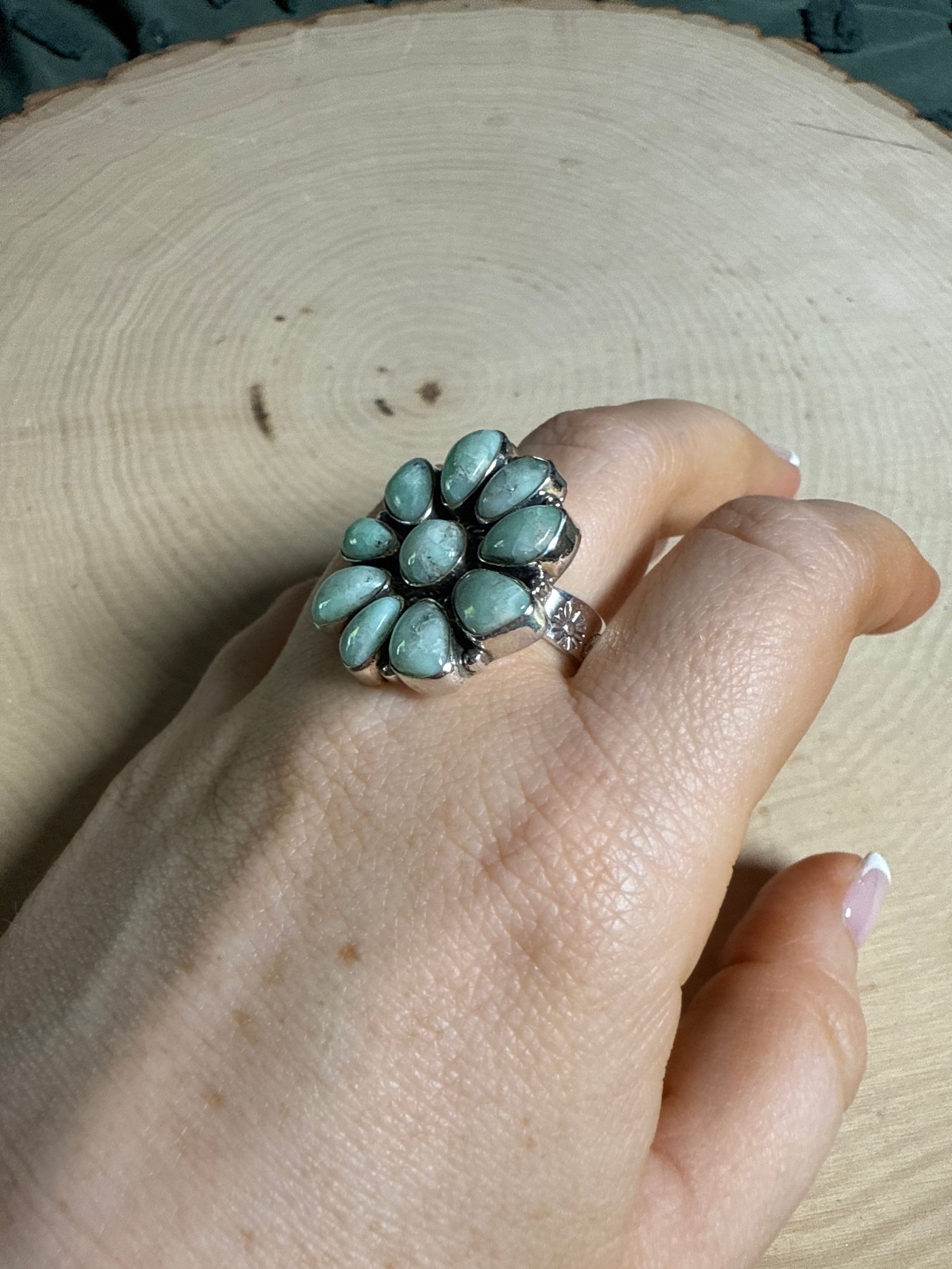 Handmade Paloma Turquoise & Sterling Adjustable Ring