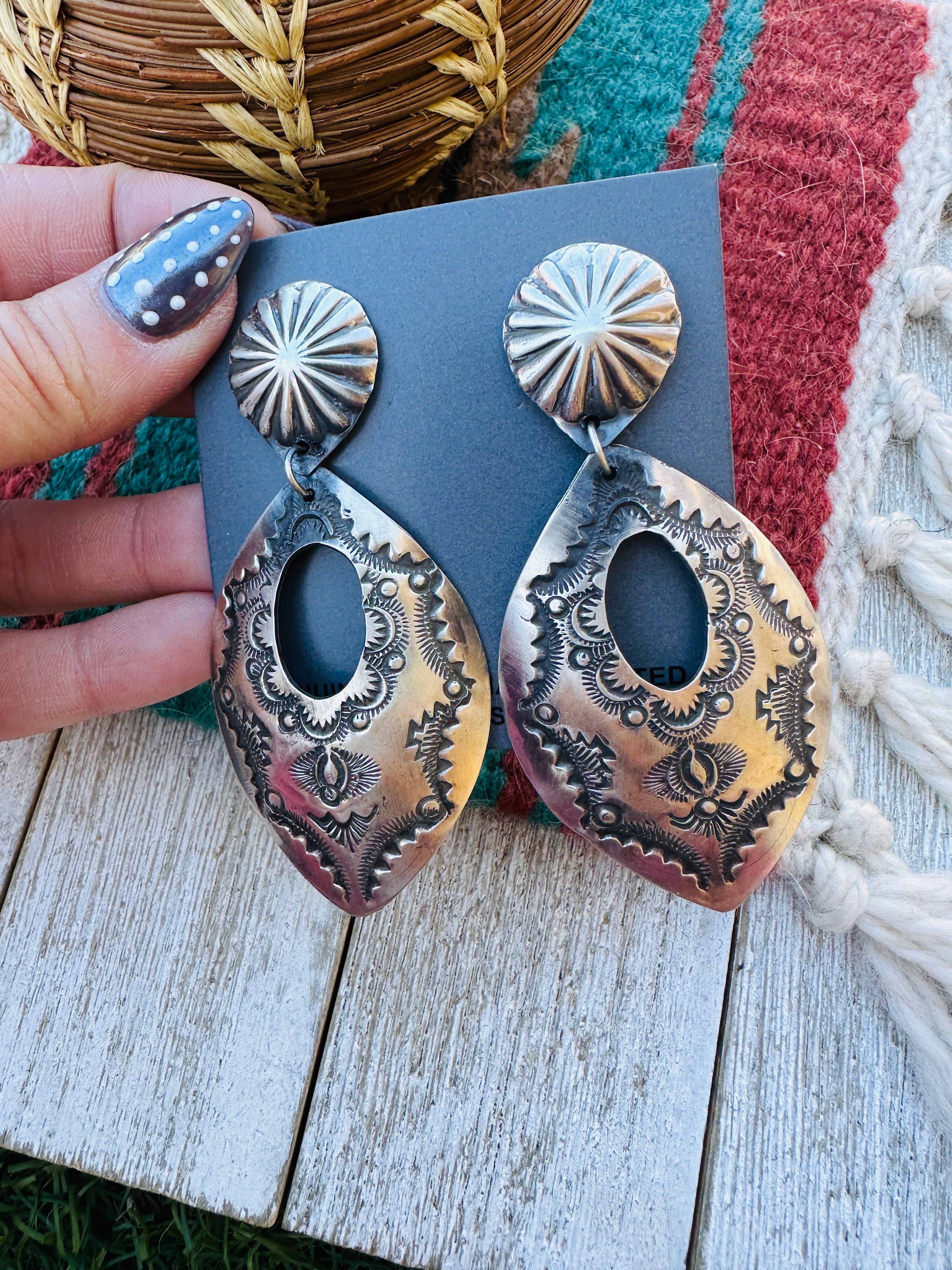 Handcrafted Sterling Silver Concho Dangle Earrings