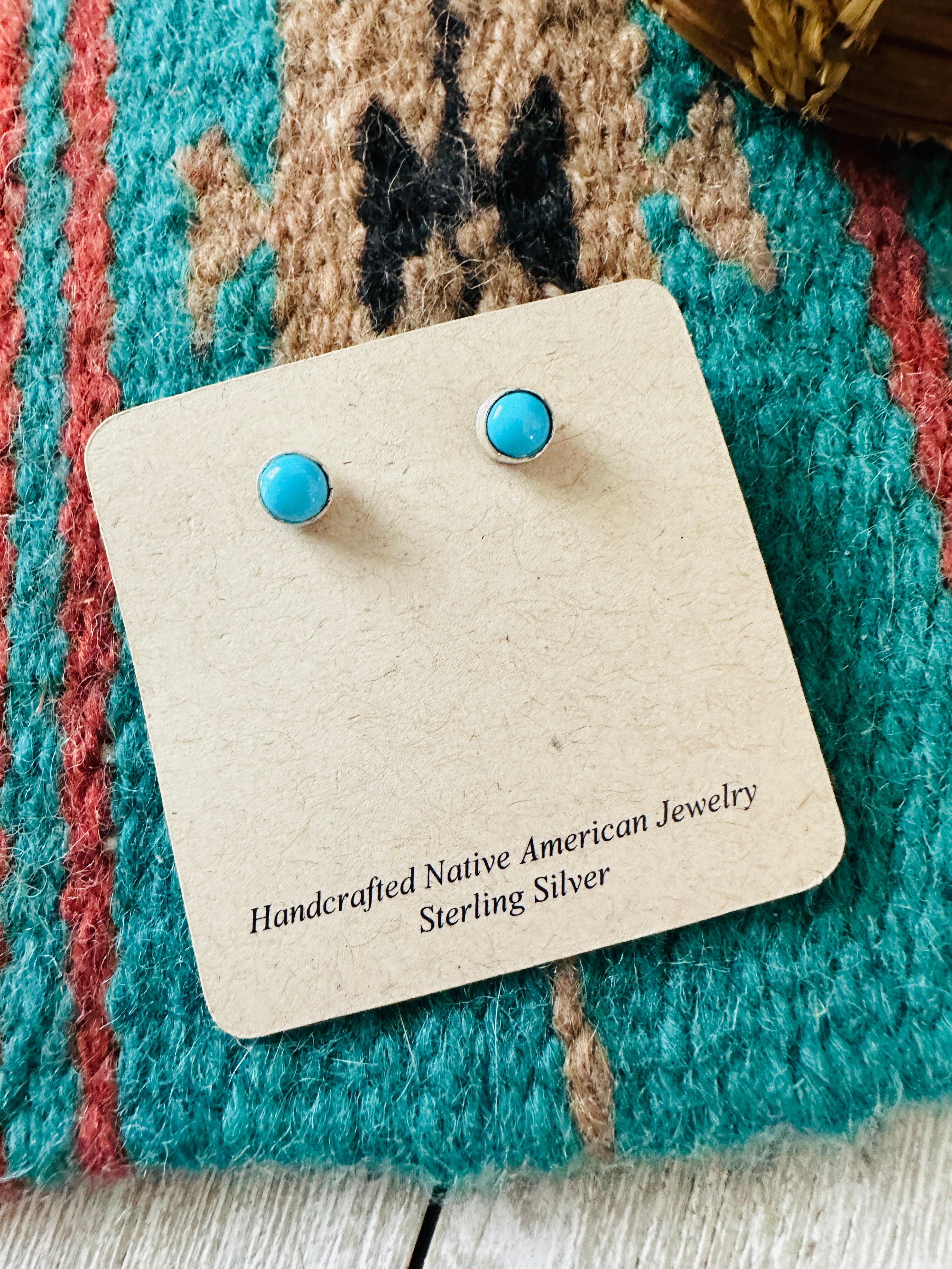 Handcrafted Sonoran Gold Turquoise & Sterling Silver Stud Earrings by Gilbert Weebothee