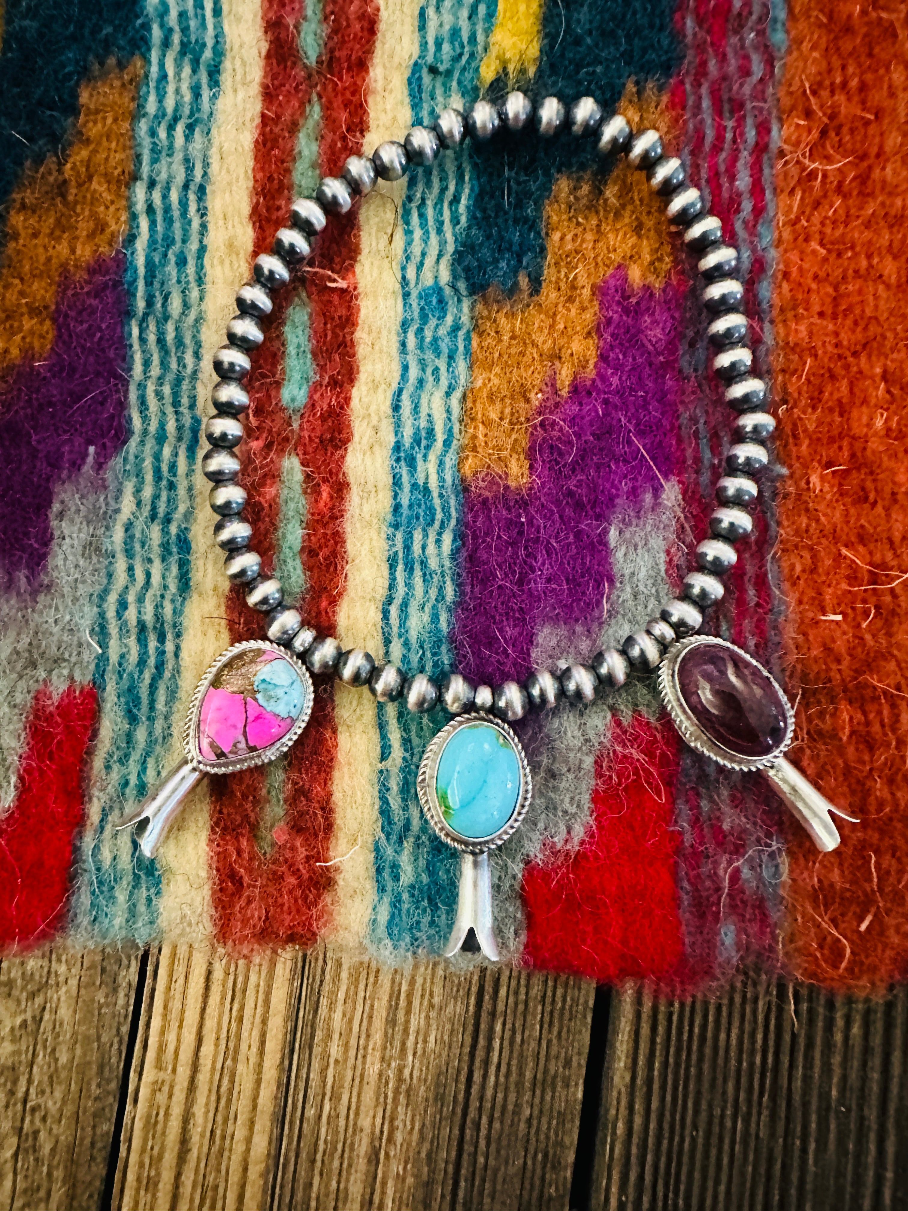 Handcrafted 3mm Sterling Silver Pearl & Multi Stone Blossom Stretch Bracelet