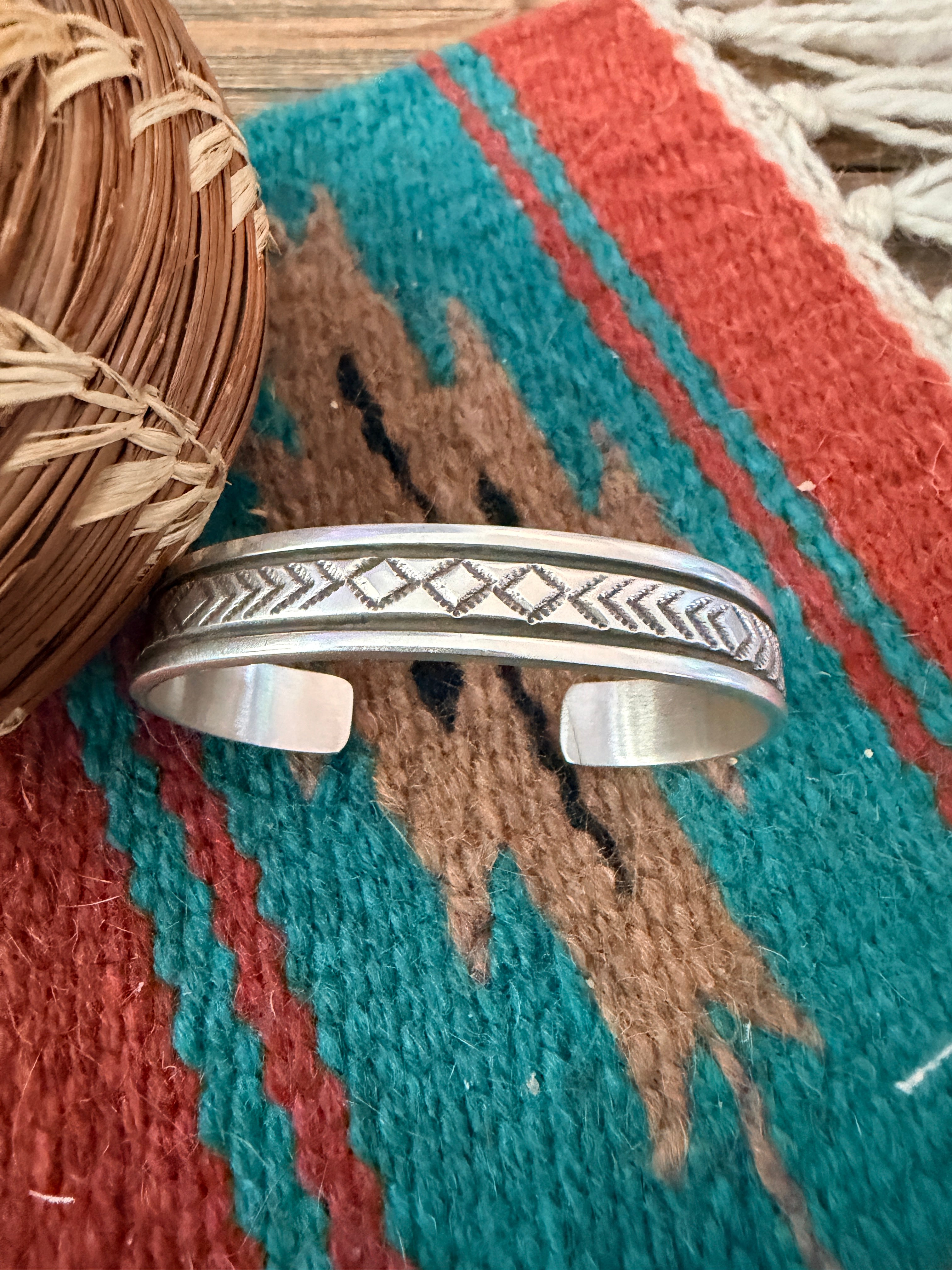 Handcrafted Old Pawn Sterling Silver Cuff Bracelet