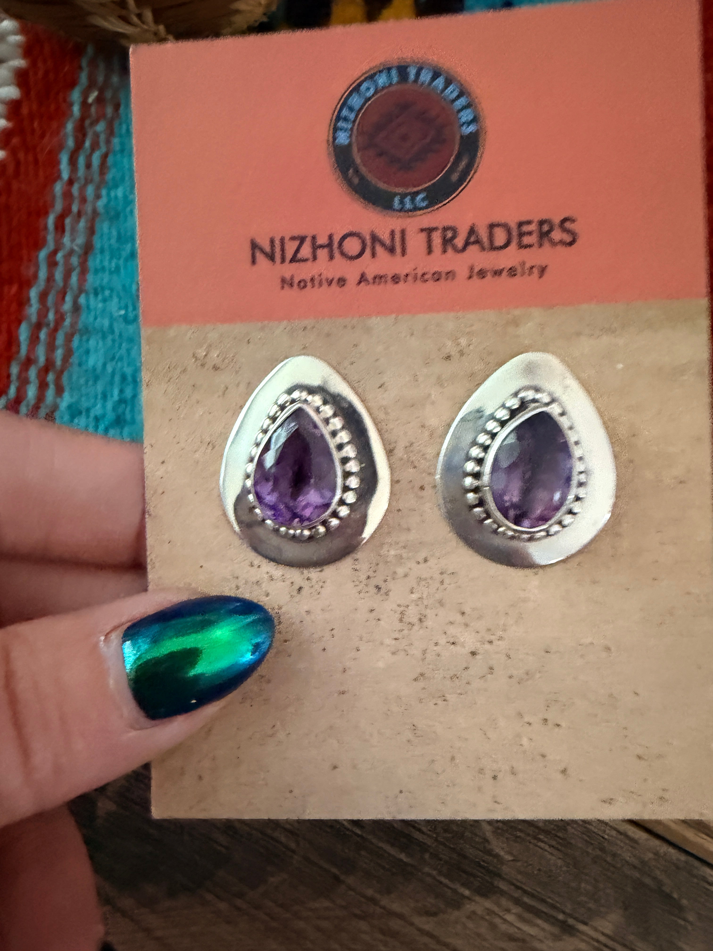 Handcrafted Amethyst & Sterling Silver Post Earrings
