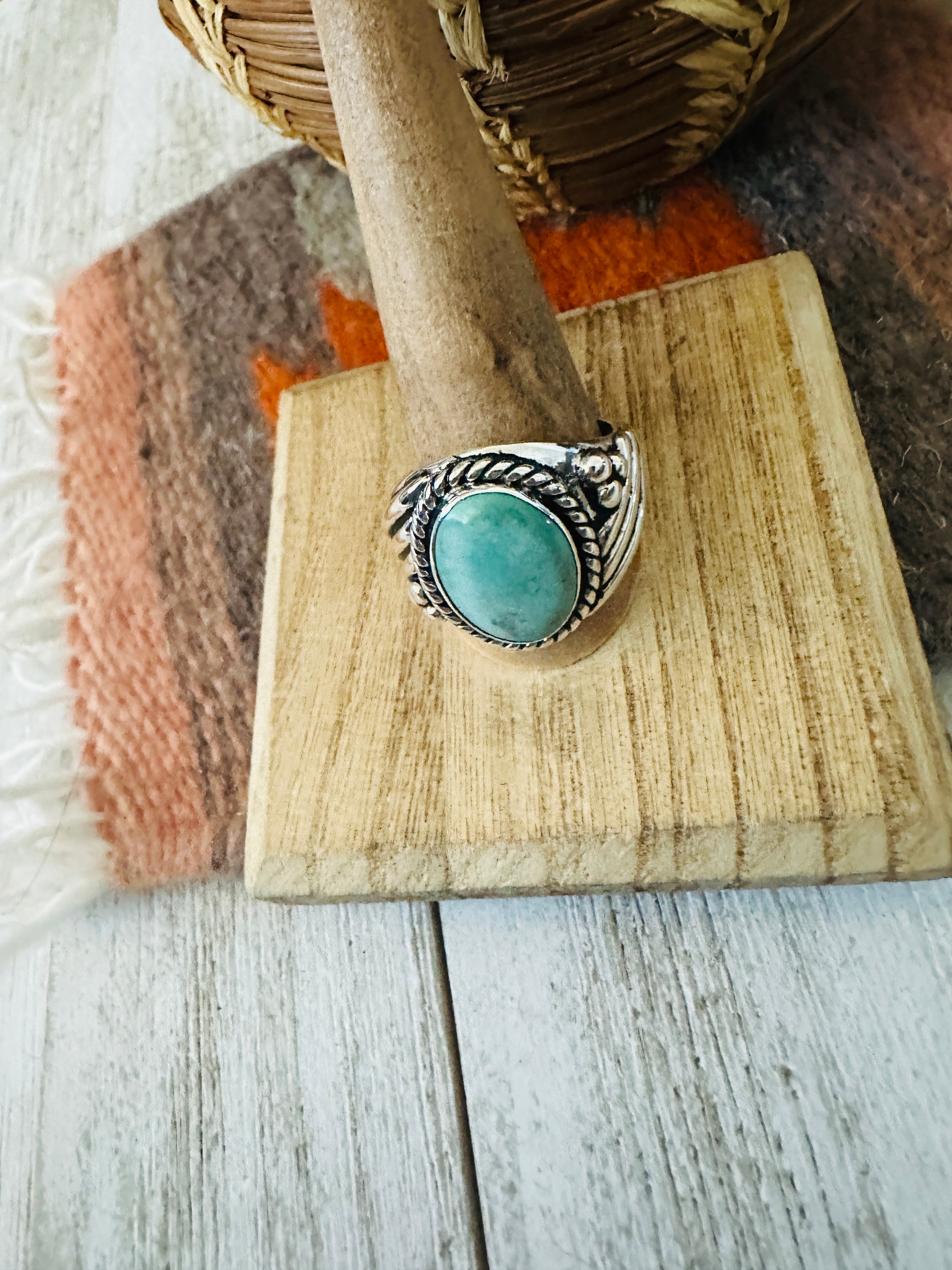 Navajo Turquoise & Sterling Silver Ring Size 11.5