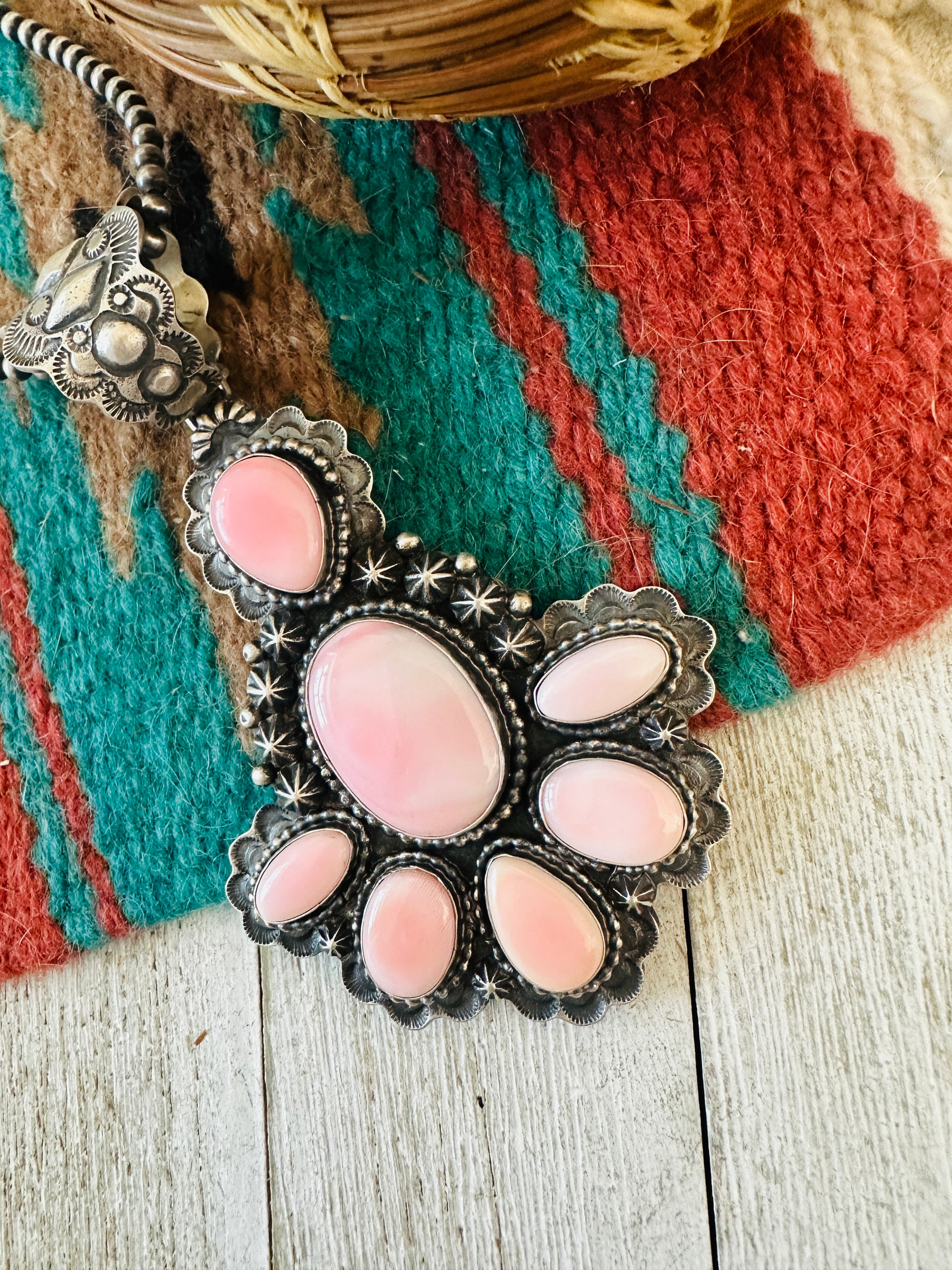 Handcrafted Sterling Silver & Queen Pink Conch Pendant by Shawn Cayatineto