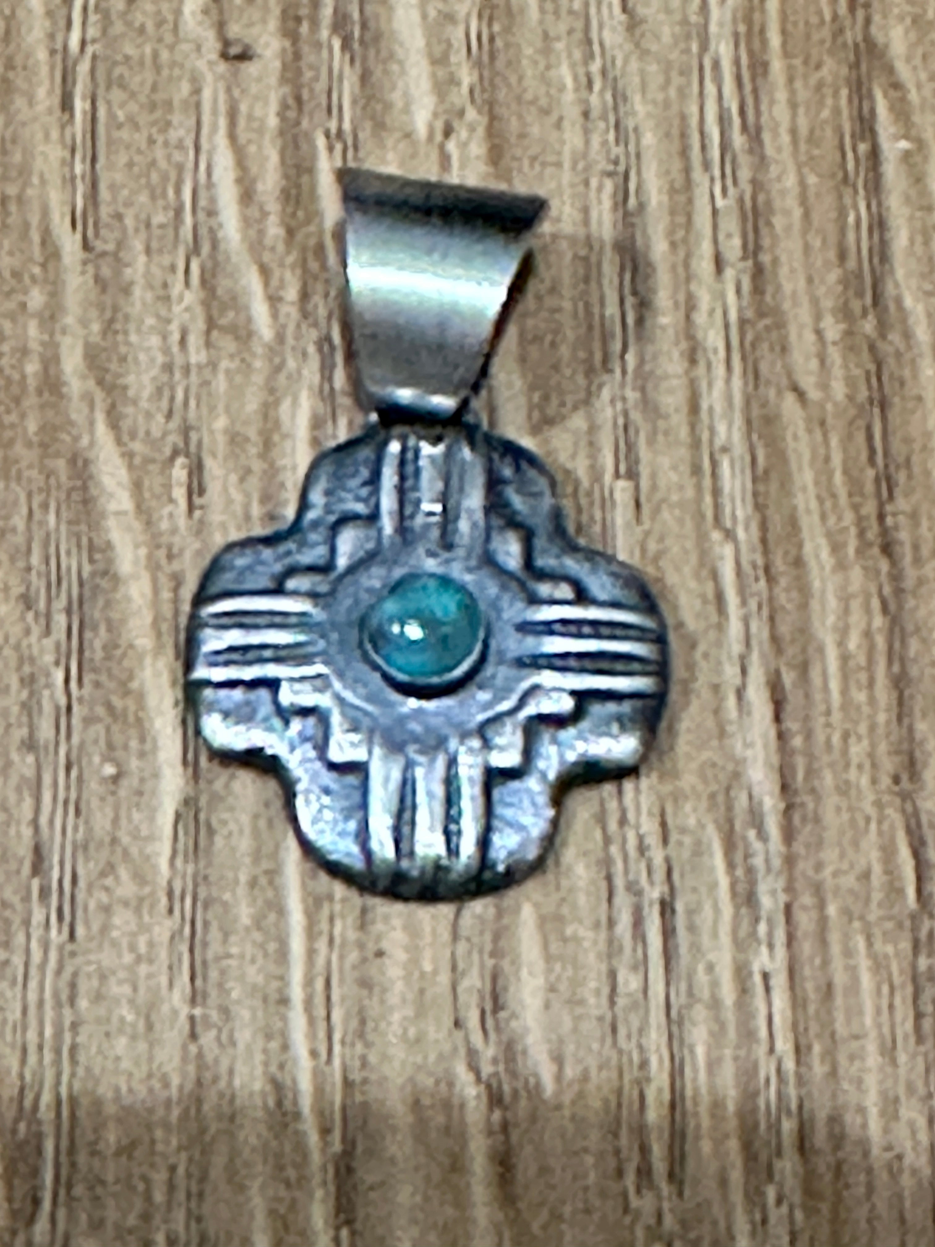 Navajo Sterling Silver Turquoise Pendant By Chimney Butte