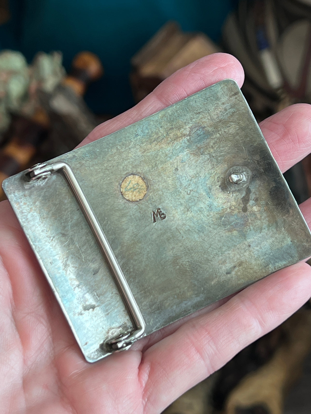 Estate Collection Vintage Sterling Silver & Sleeping Beauty Turquoise Belt Buckle by Maryann and Felix Chavez