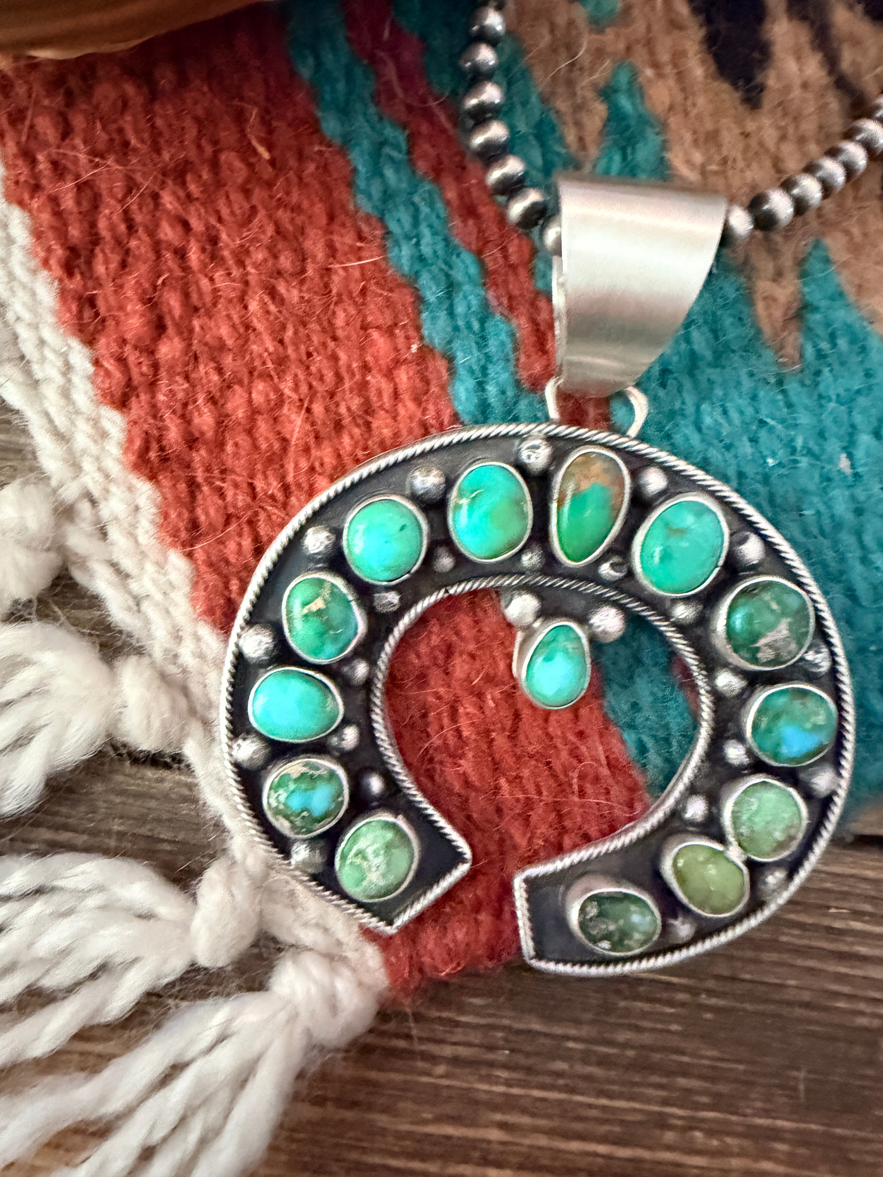 Handcrafted Sterling Silver & Sonoran Mountain Turquoise Naja Pendant by Myra Benally