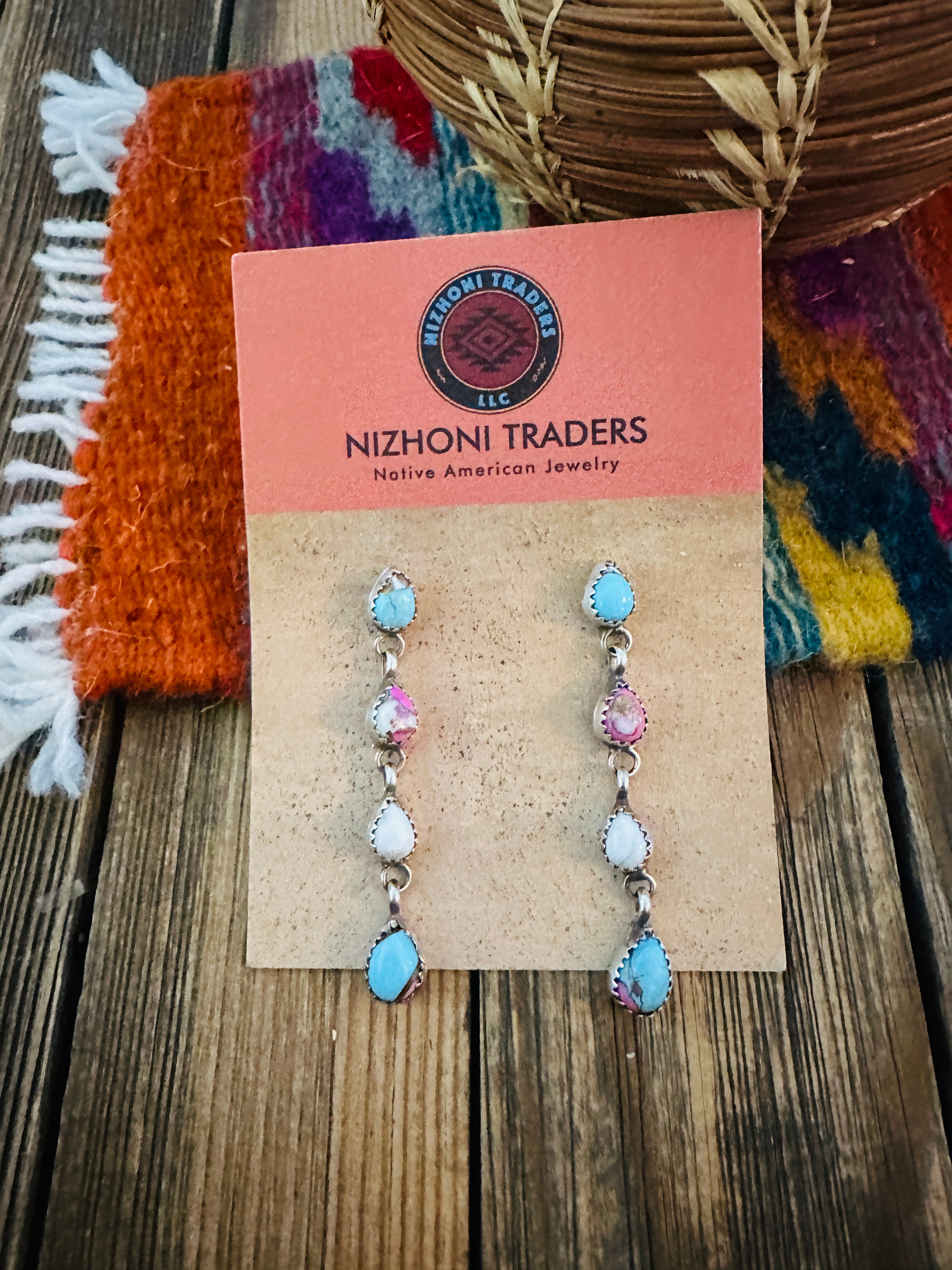 Handcrafted Multi Stone & Sterling Silver Dangle Earrings