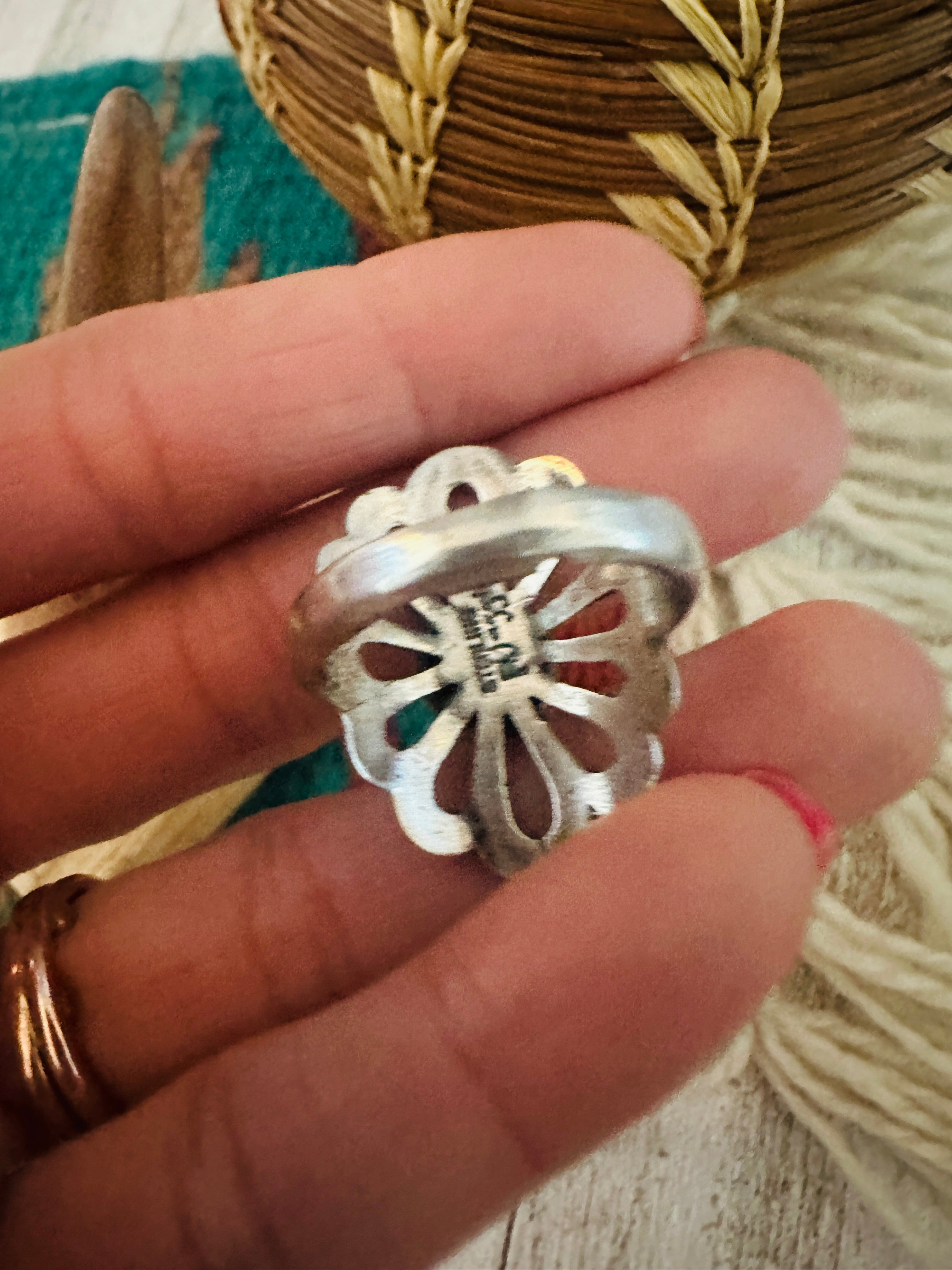 Navajo Sterling Silver & Turquoise Flower Ring