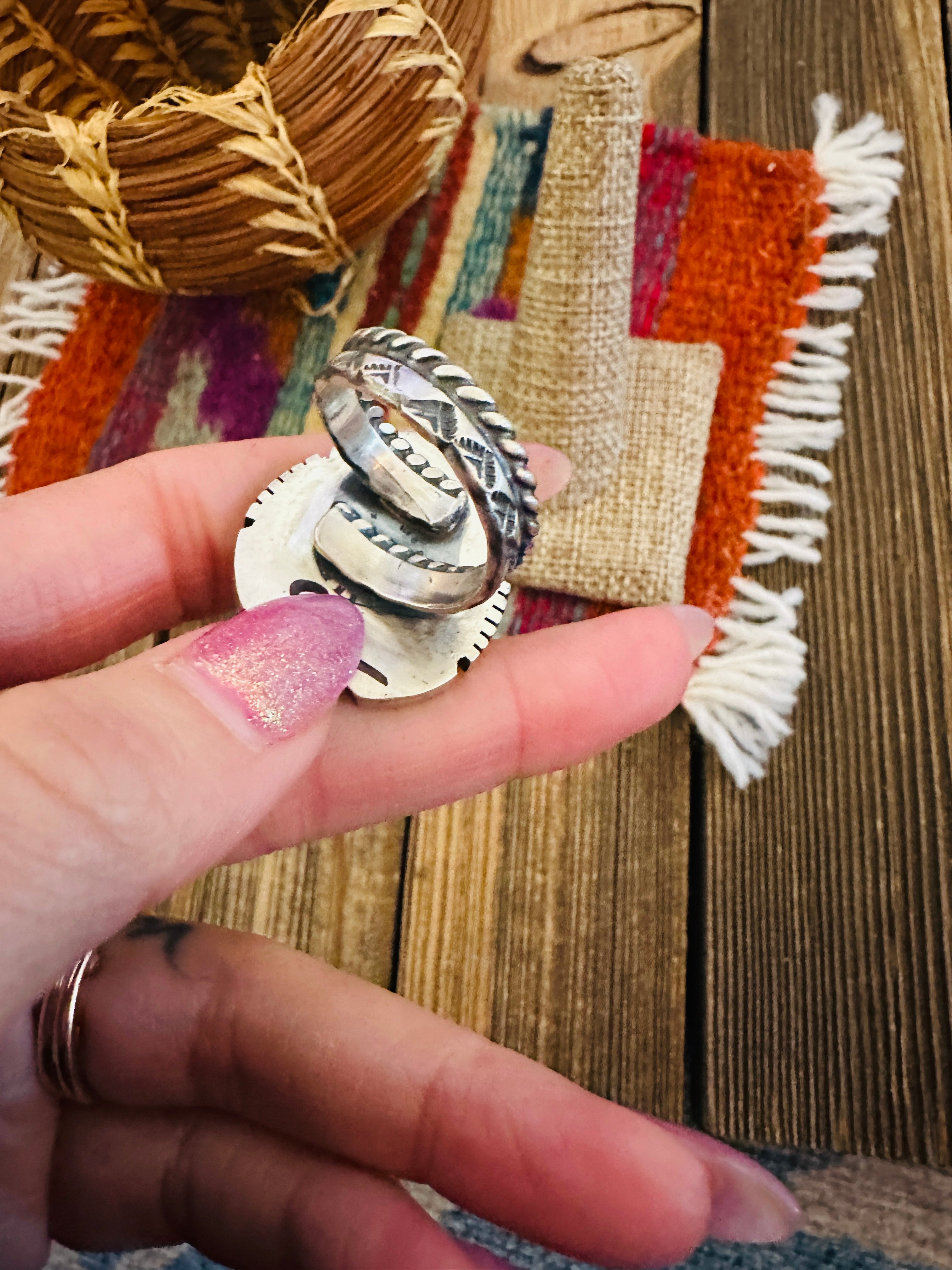 Handcrafted Sterling Silver & Turquoise Adjustable Ring