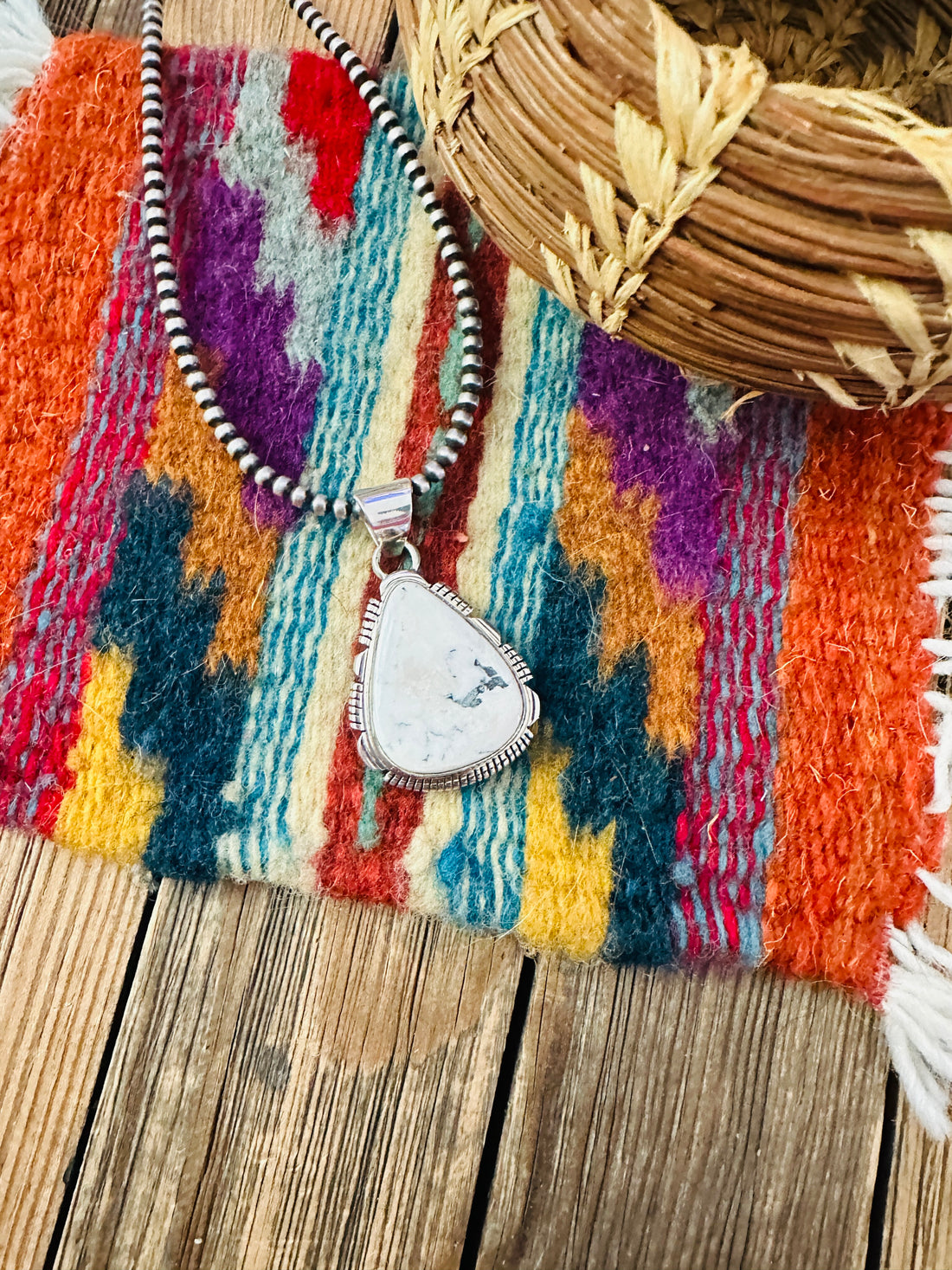 Handcrafted Sterling Silver & White Buffalo Pendant