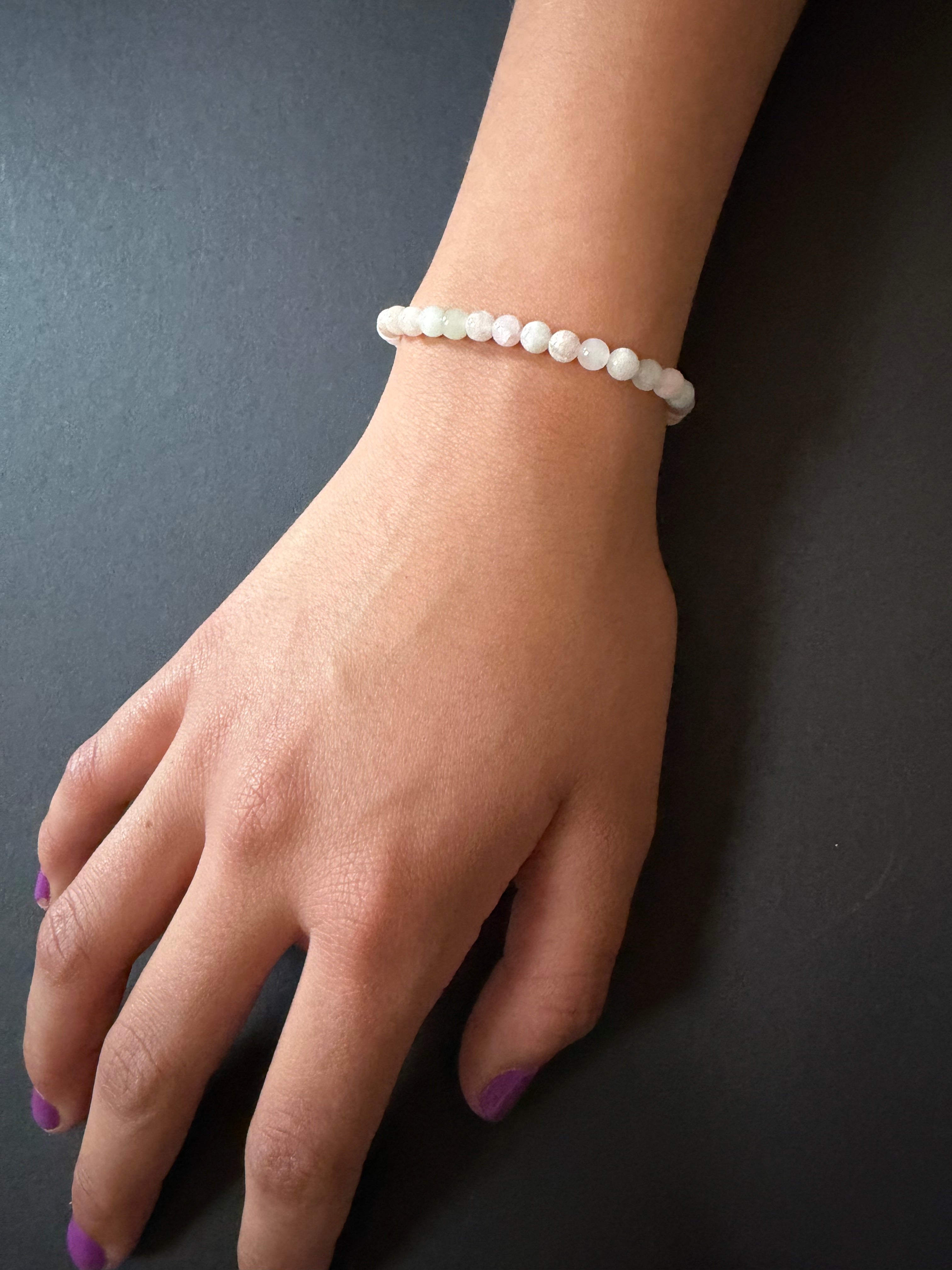 Morganite Aquamarine Kid's Beaded Stretch Bracelet