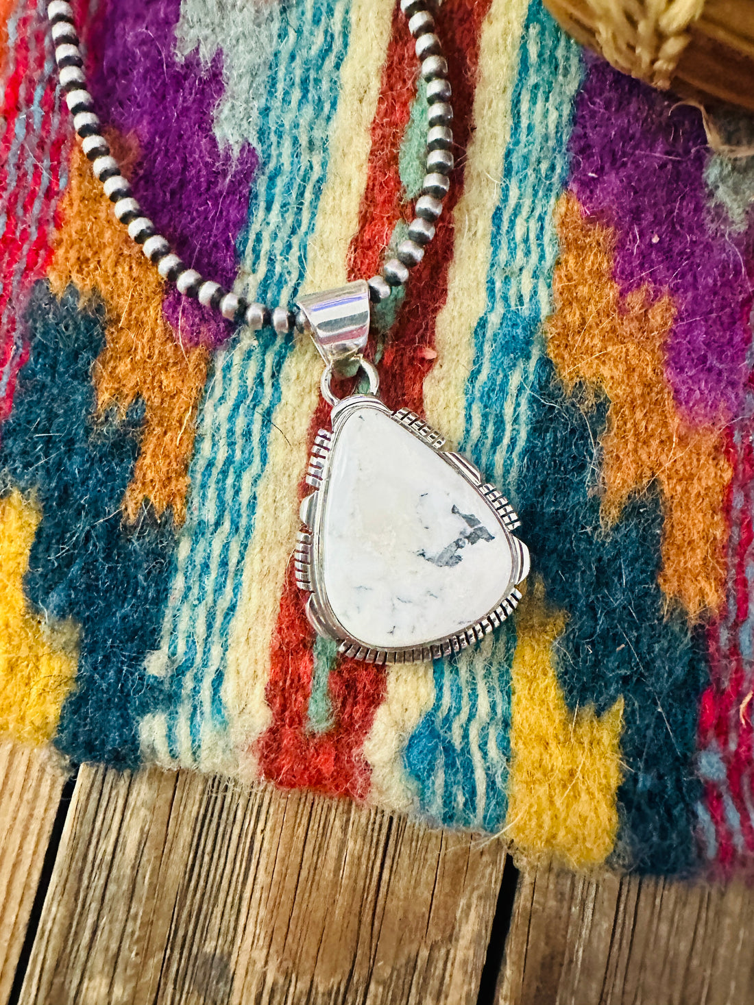 Handcrafted Sterling Silver & White Buffalo Pendant