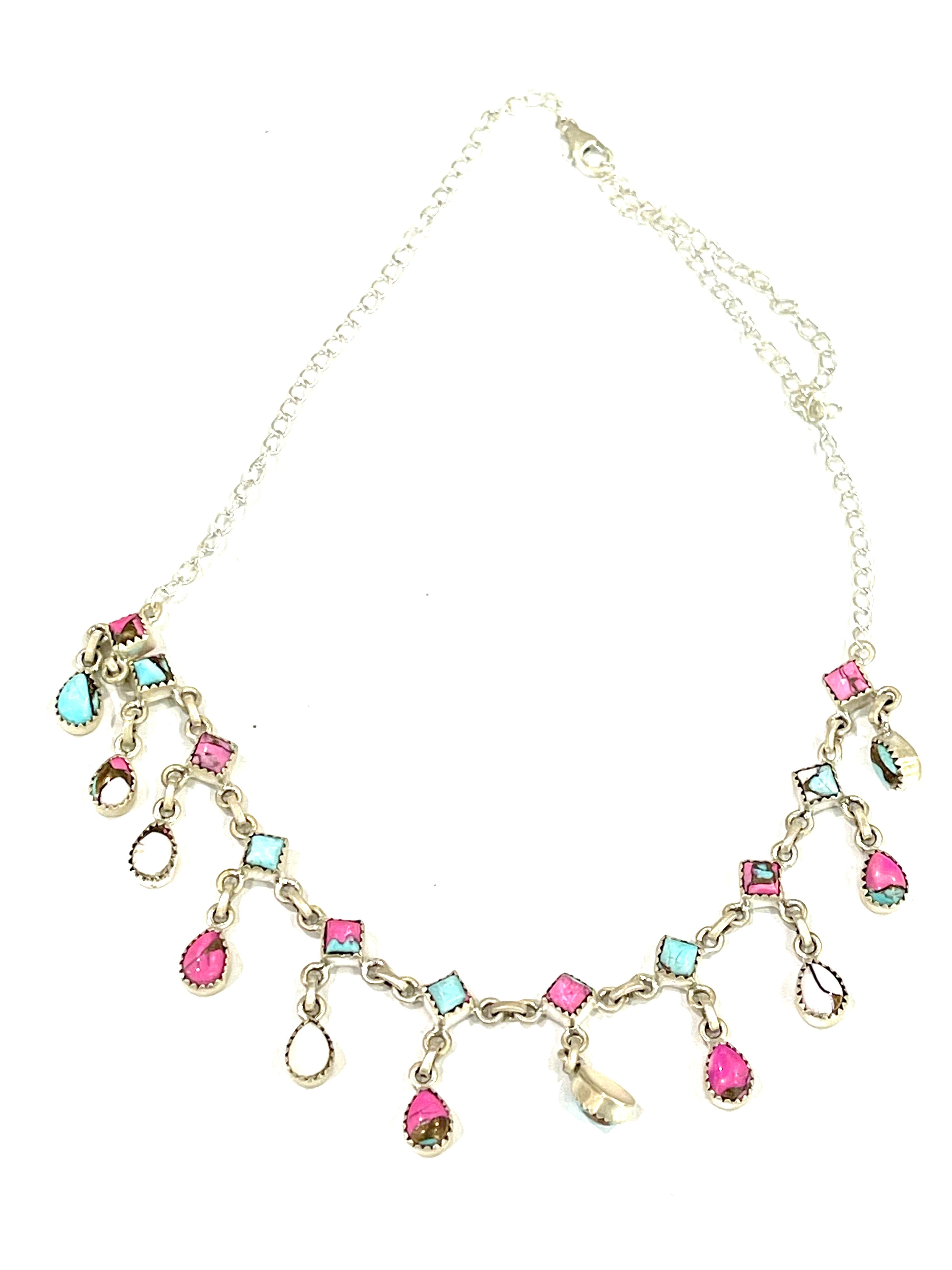 Handmade Sterling Silver & Cotton Candy Dangle Necklace