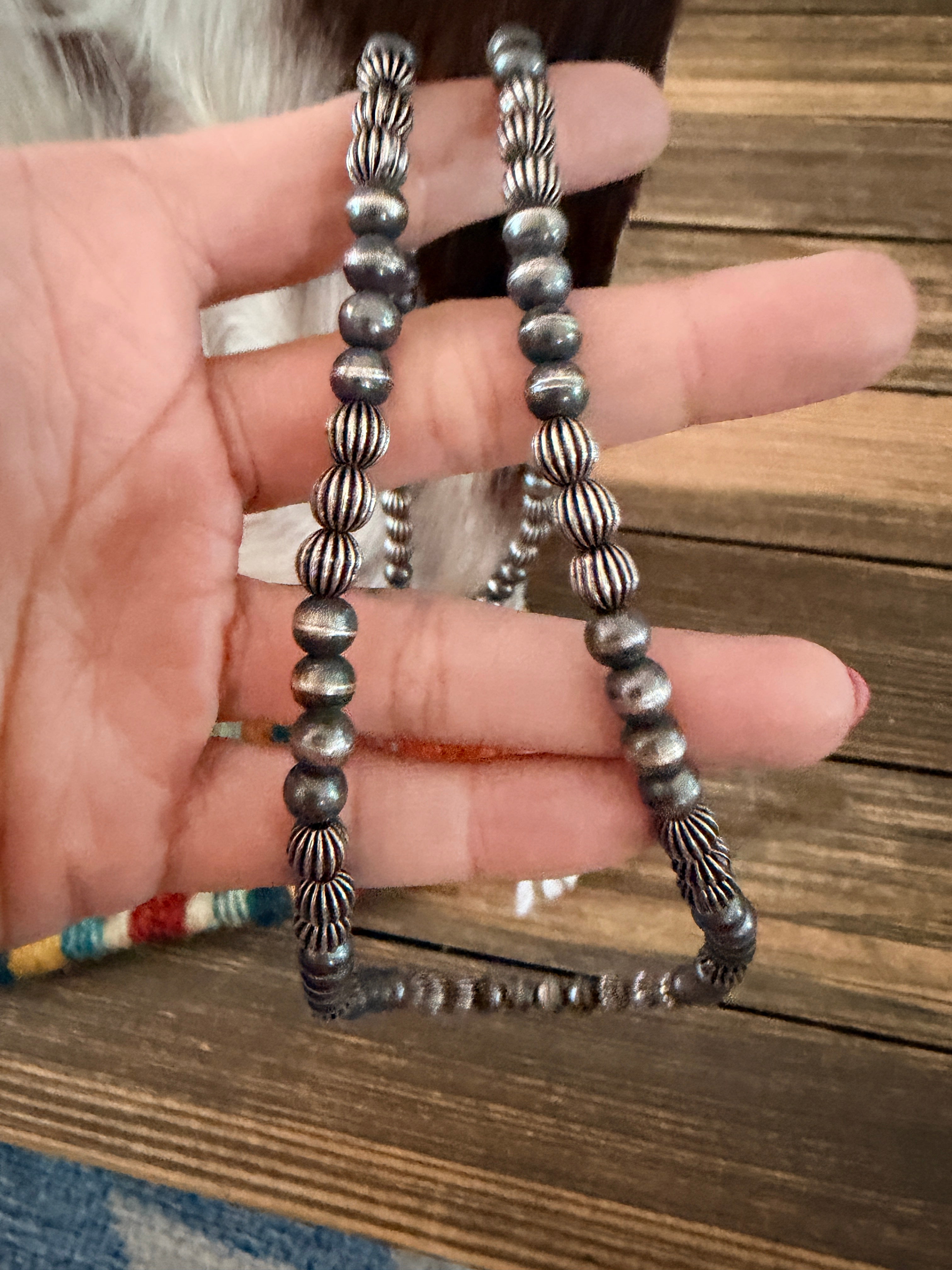 Handcrafted Sterling Silver Pearl 28” Mixed Bead Necklace