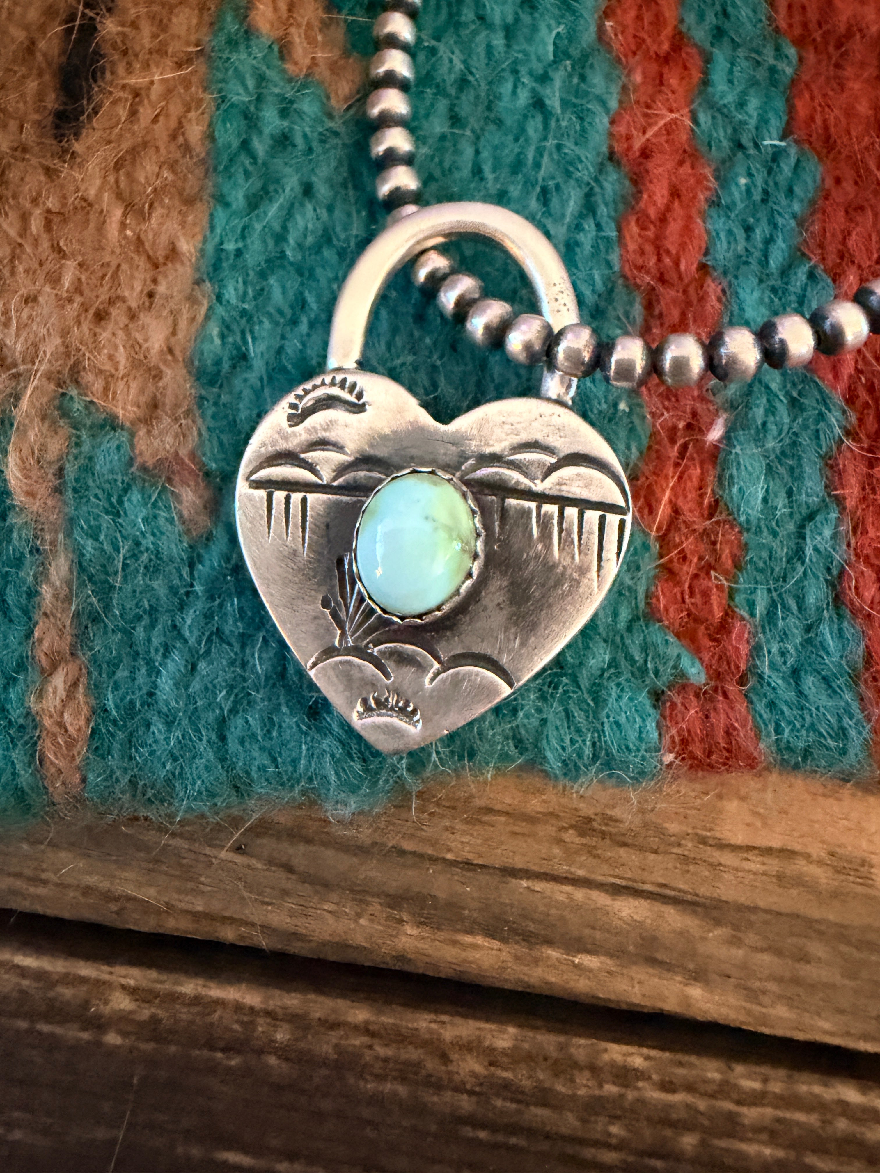 Handcrafted Sterling Silver & Sonoran Mountain Turquoise Heart Locket Pendant
