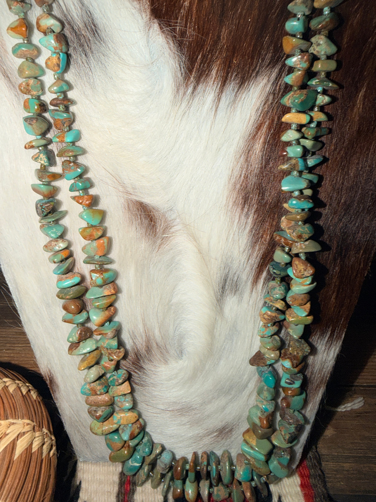 Old Pawn Handcrafted Turquoise Double Stranded Beaded 30” Necklace
