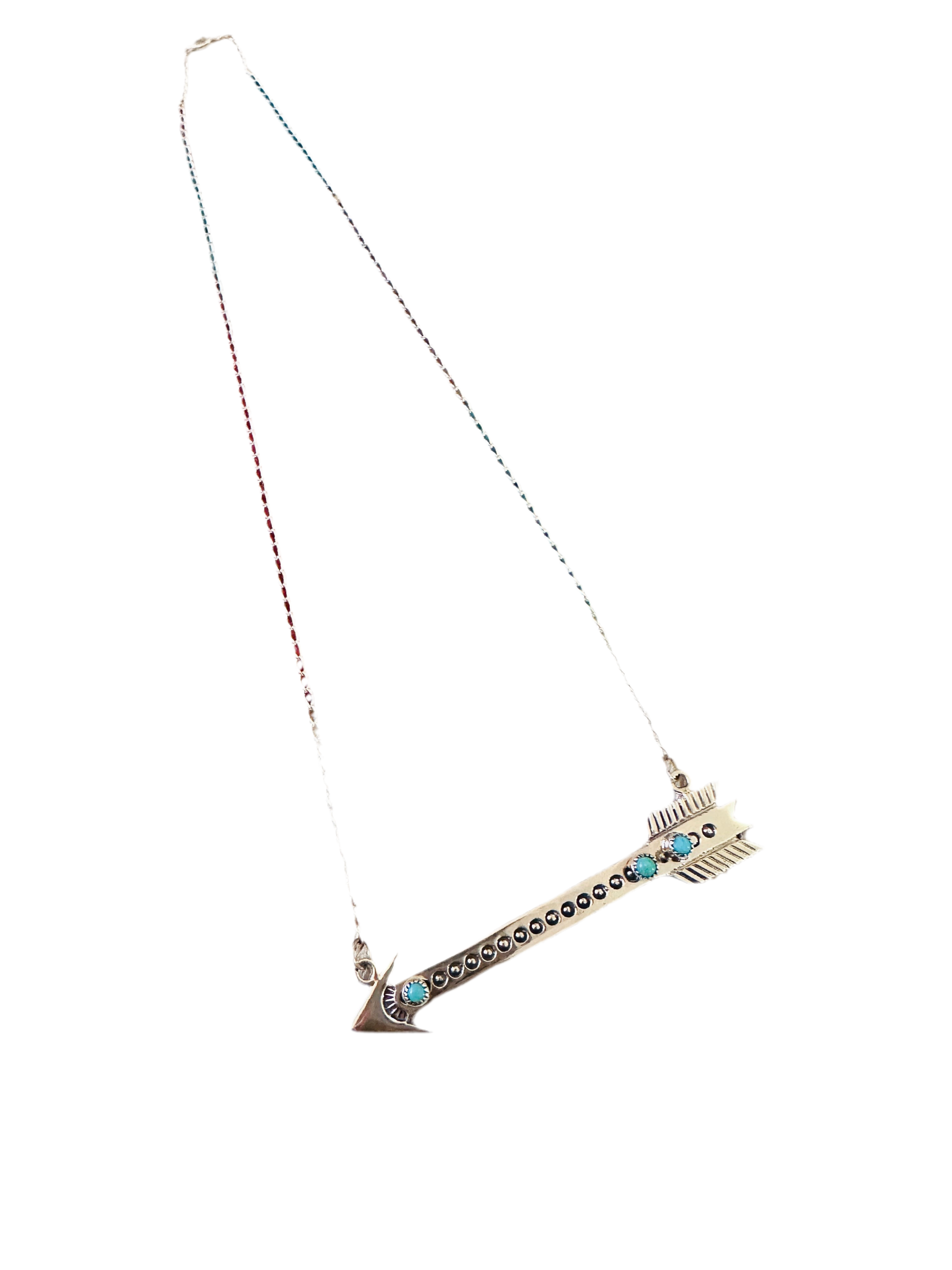 Handcrafted Sterling Silver & Turquoise Arrow Necklace