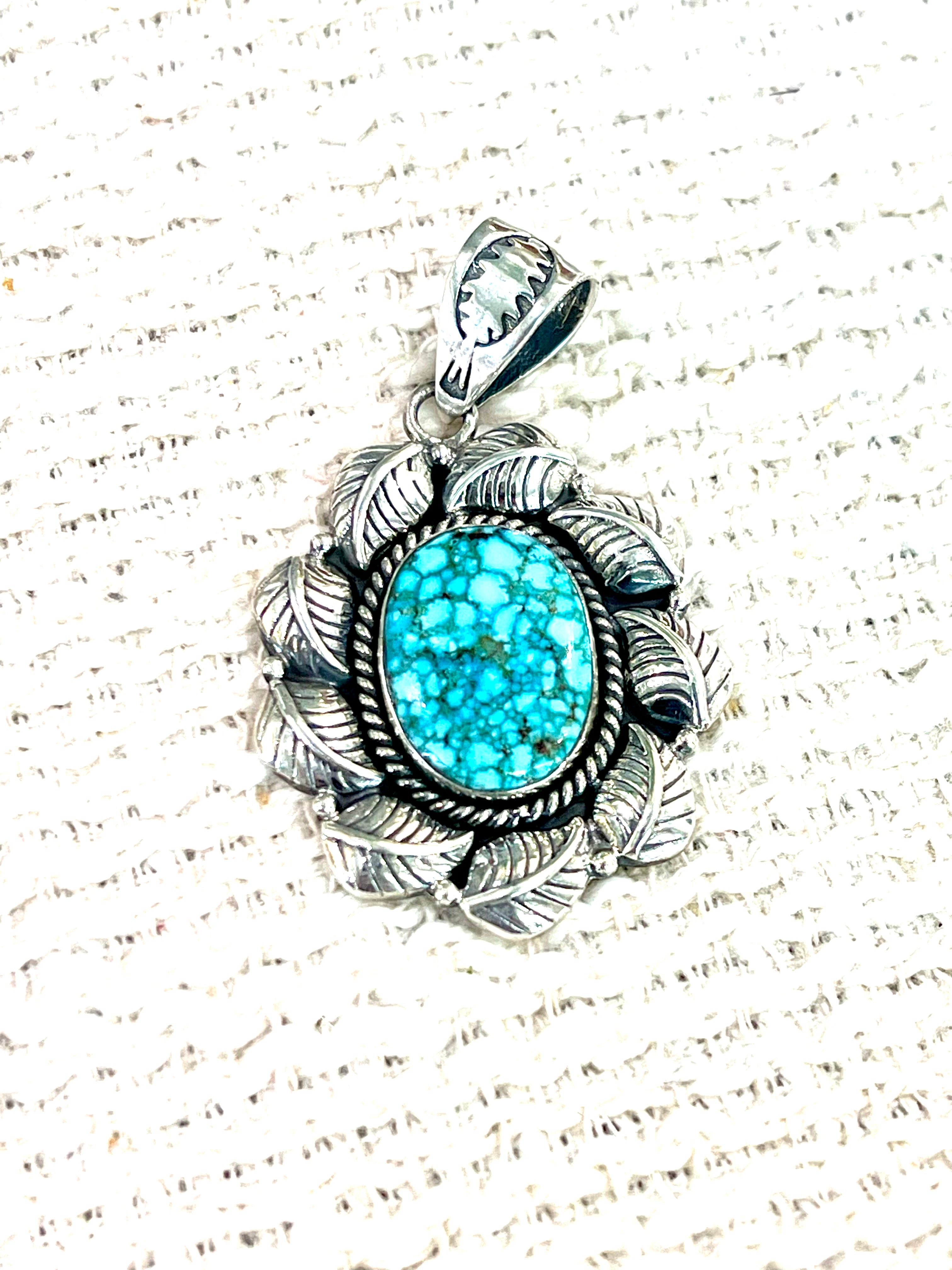 Handcrafted Sterling Silver & Number 8 Turquoise Pendant
