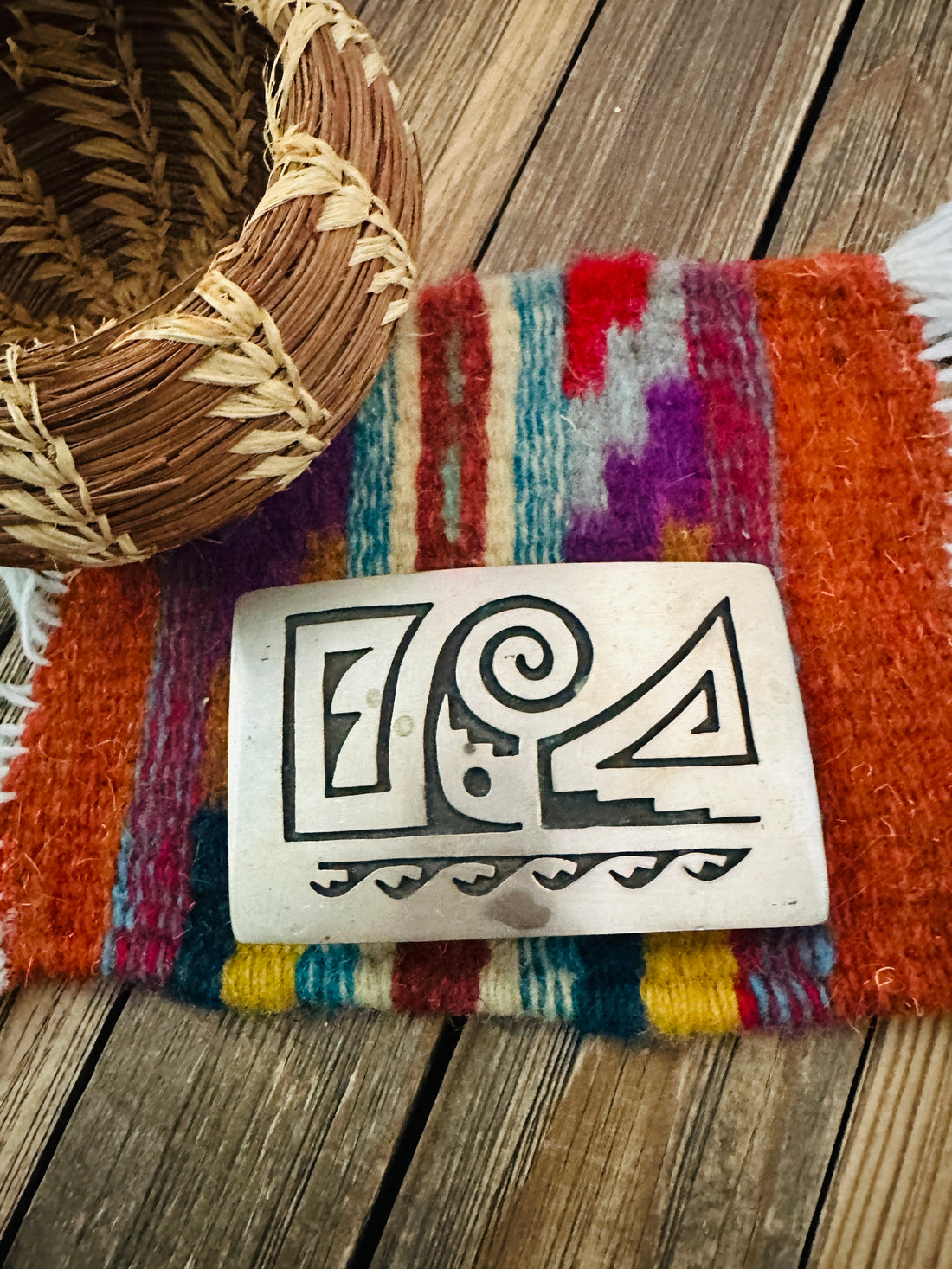 Handcrafted Vintage Old Pawn Sterling Silver Overlay Belt Buckle