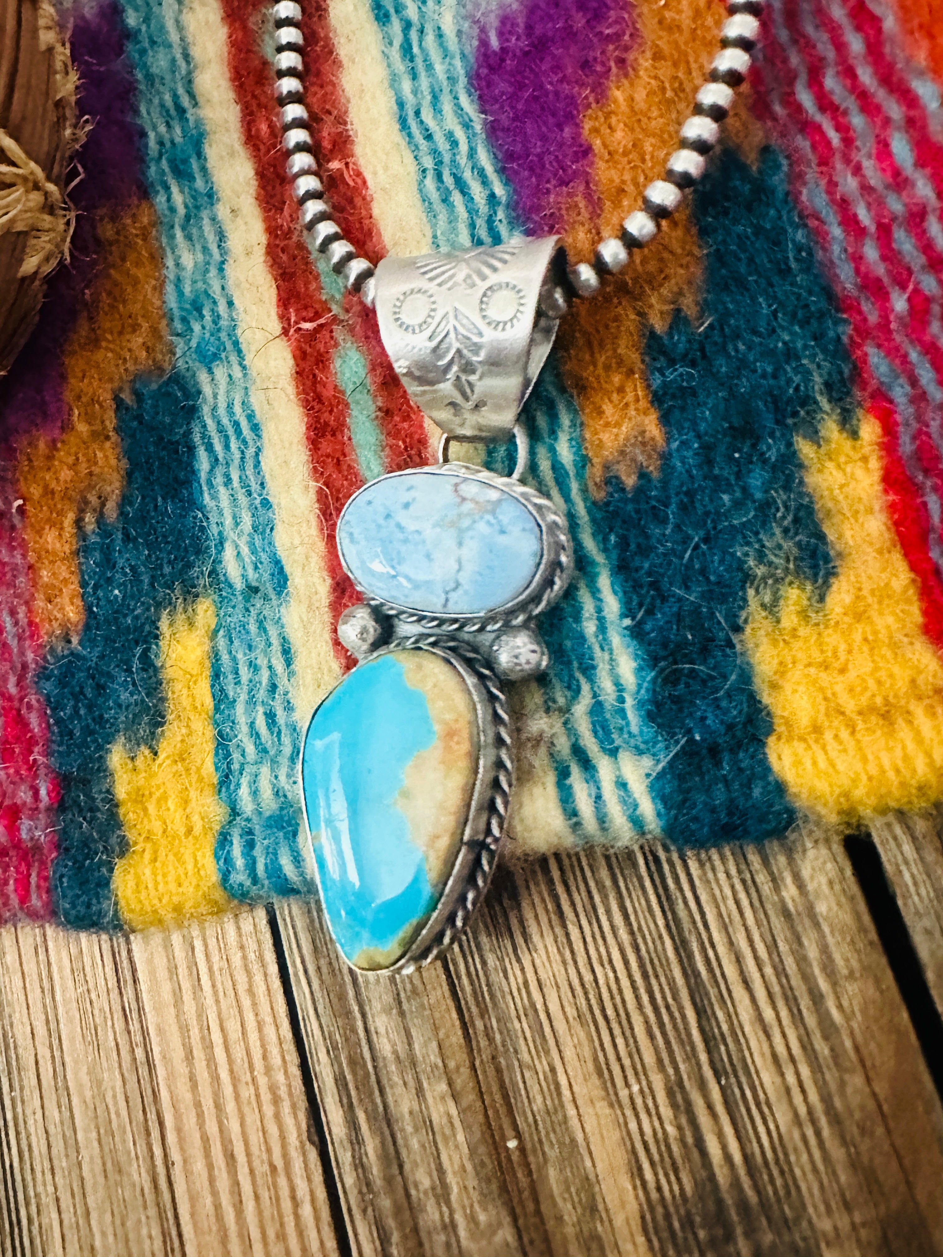 Handcrafted Sterling Silver & Multi Turquoise Pendant