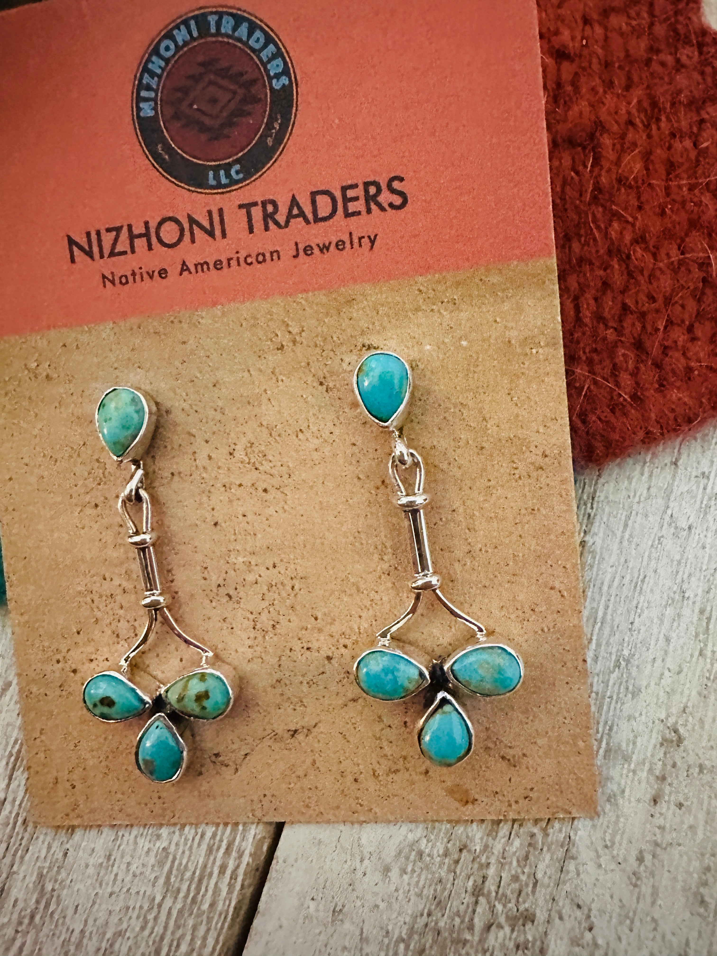 Navajo Sterling Silver & Turquoise Dangle Earrings