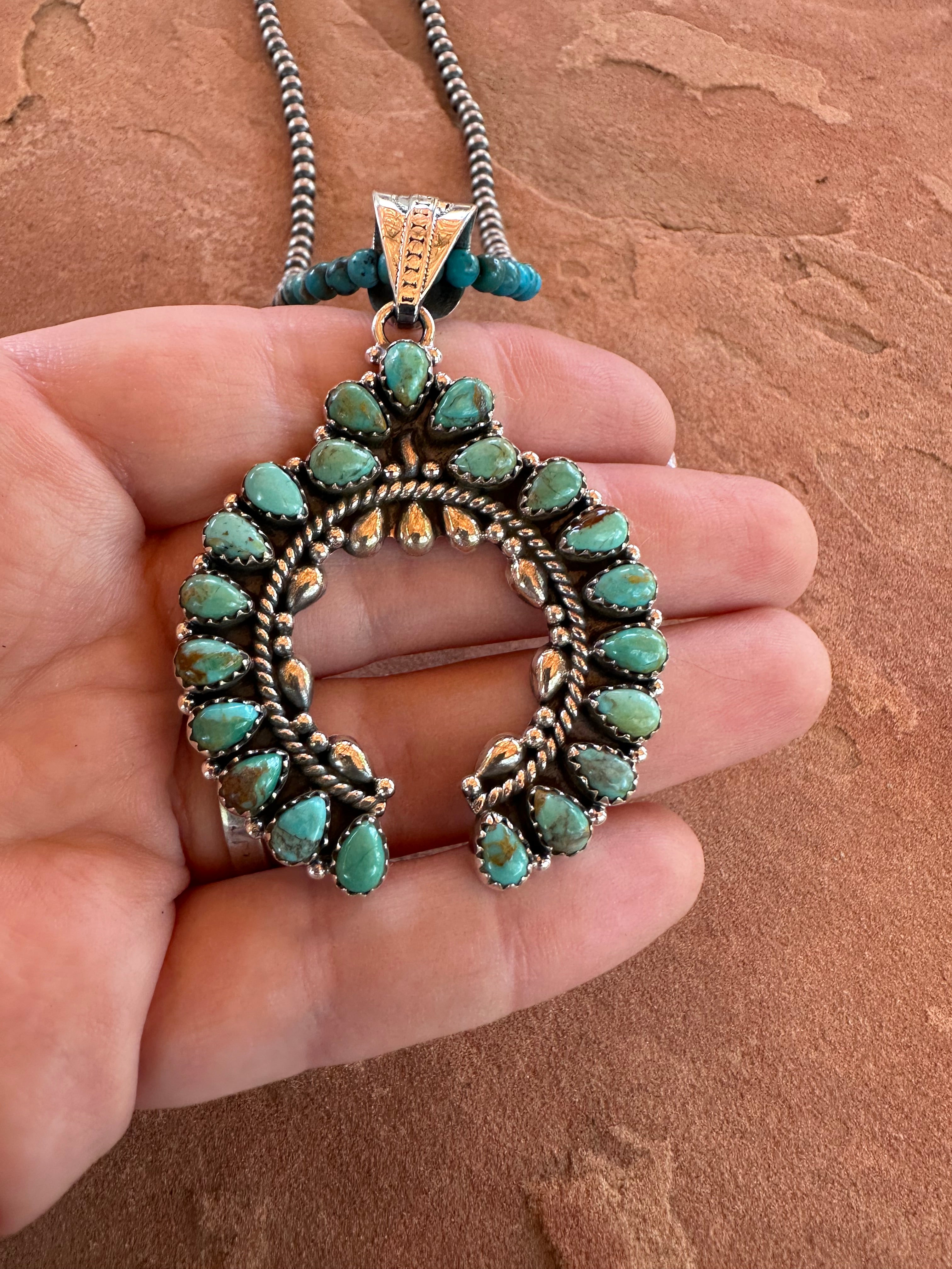 Handmade Sterling Silver & Turquoise Naja Style Pendant