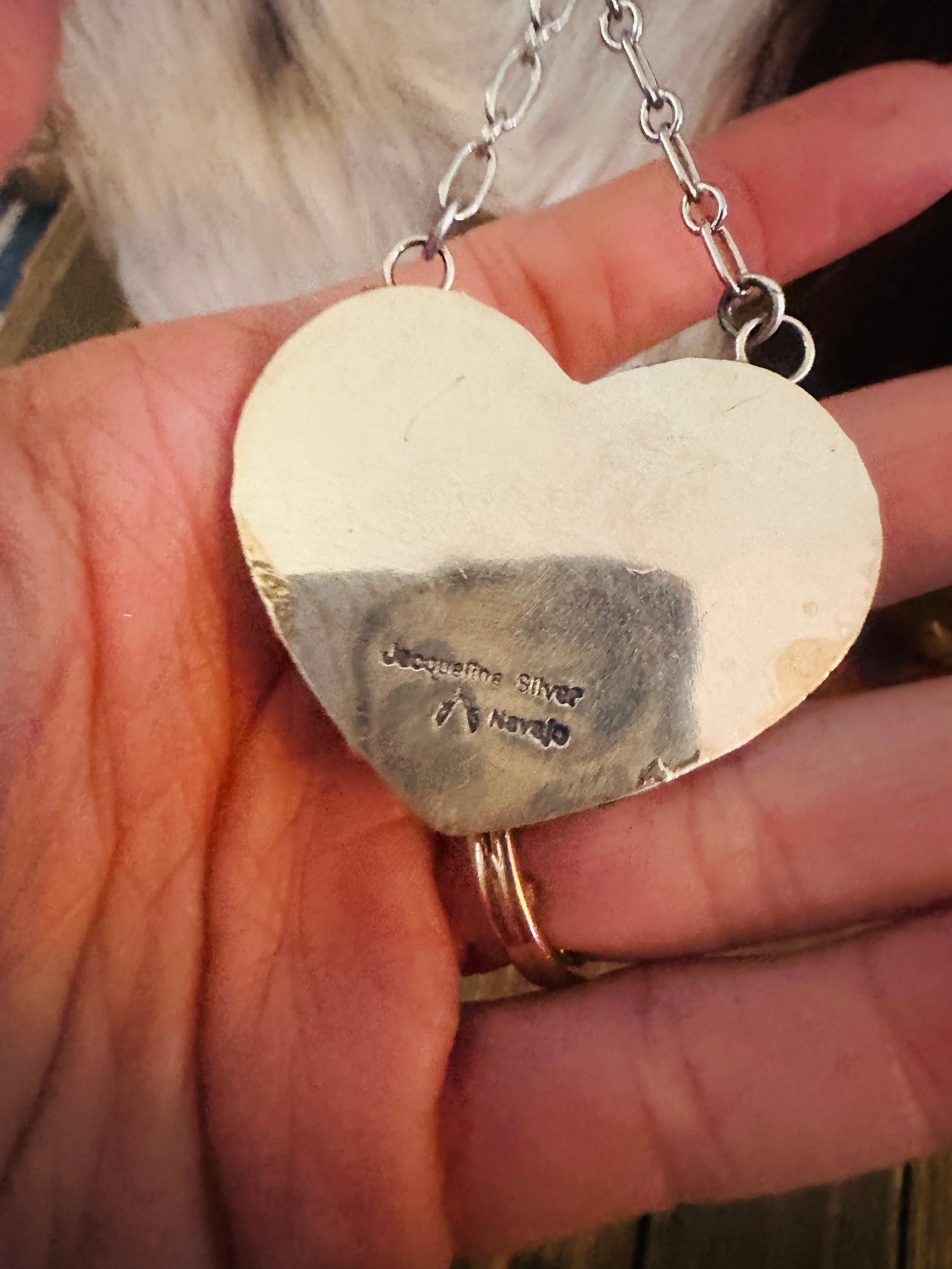 Handcrafted Turquoise & Sterling Silver Heart Necklace by Jacqueline Silver