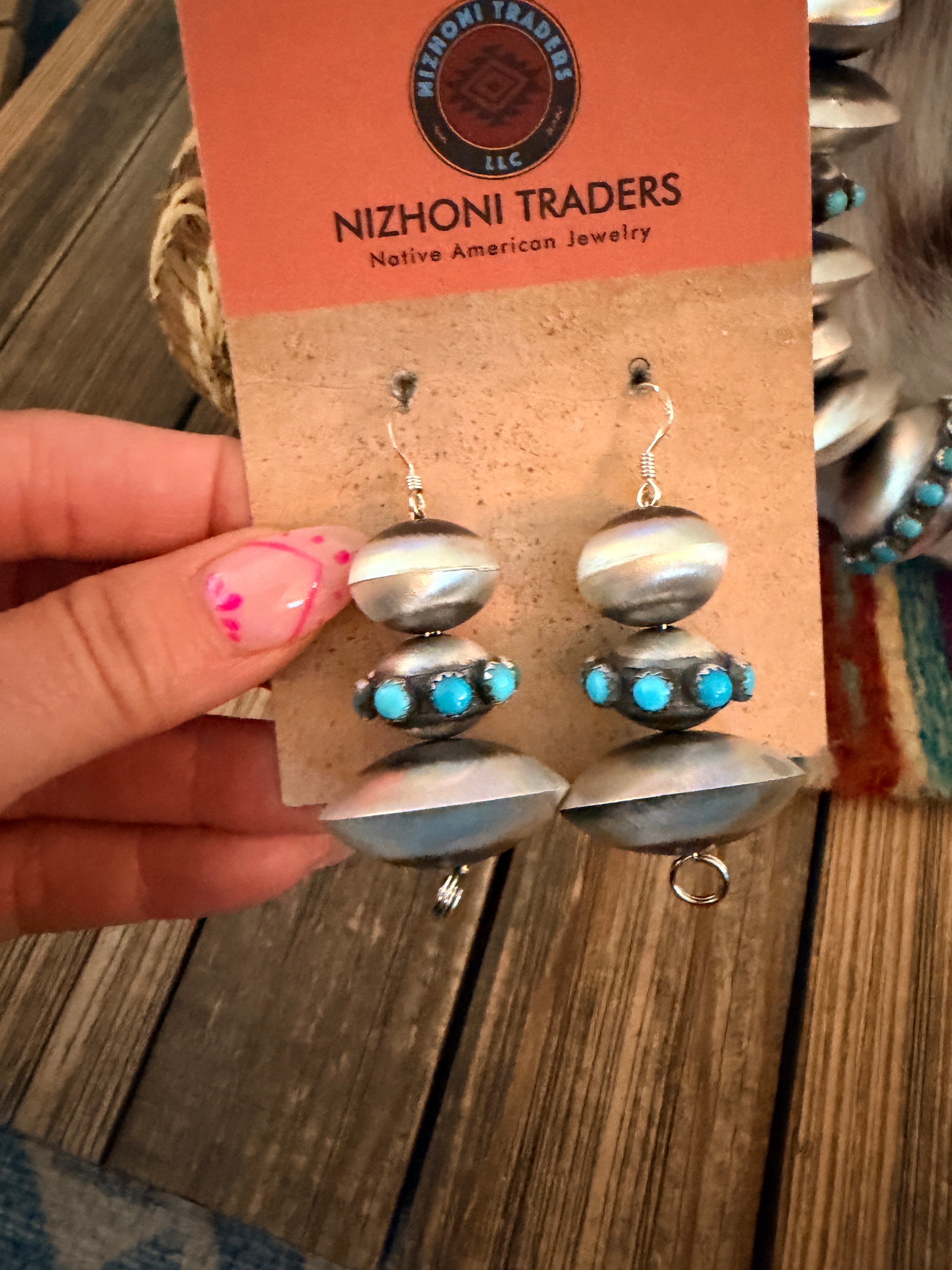 Handcrafted Turquoise & Sterling Silver Necklace and Earring Set
