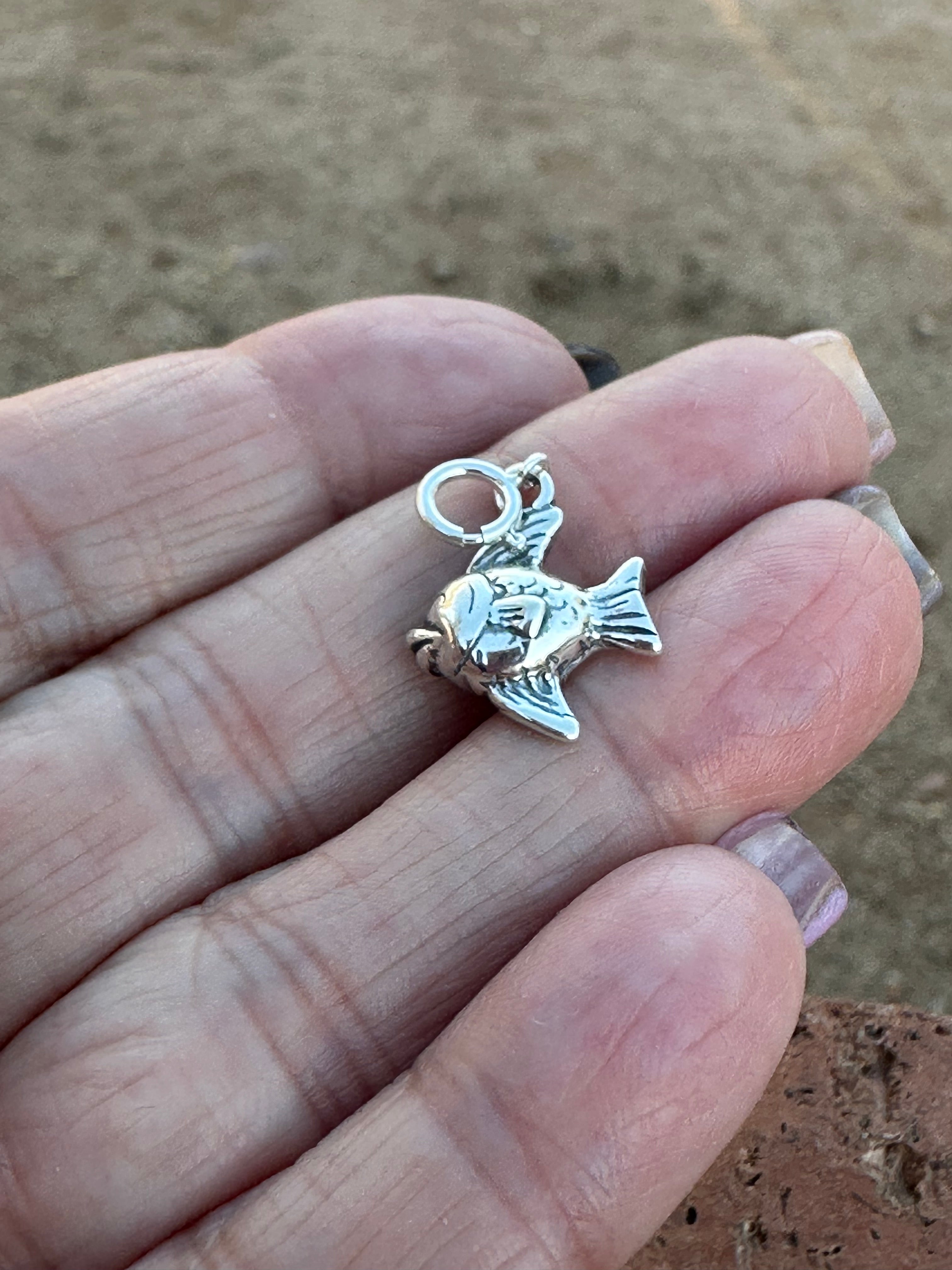 Navajo Crafted Sterling Silver Fat Fish Charm