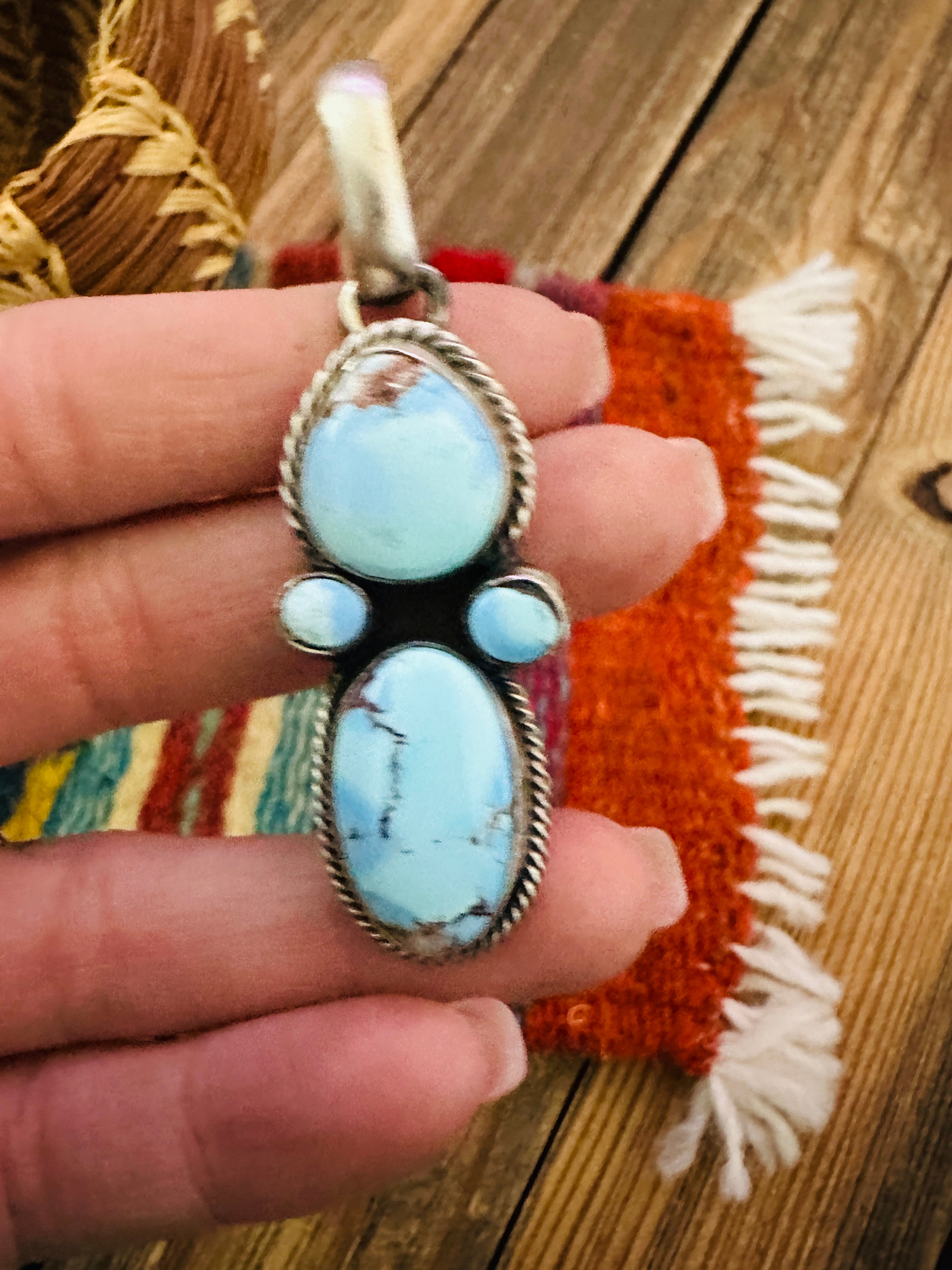 Handcrafted Sterling Silver & Golden Hills Turquoise Pendant by Darrin Livingston