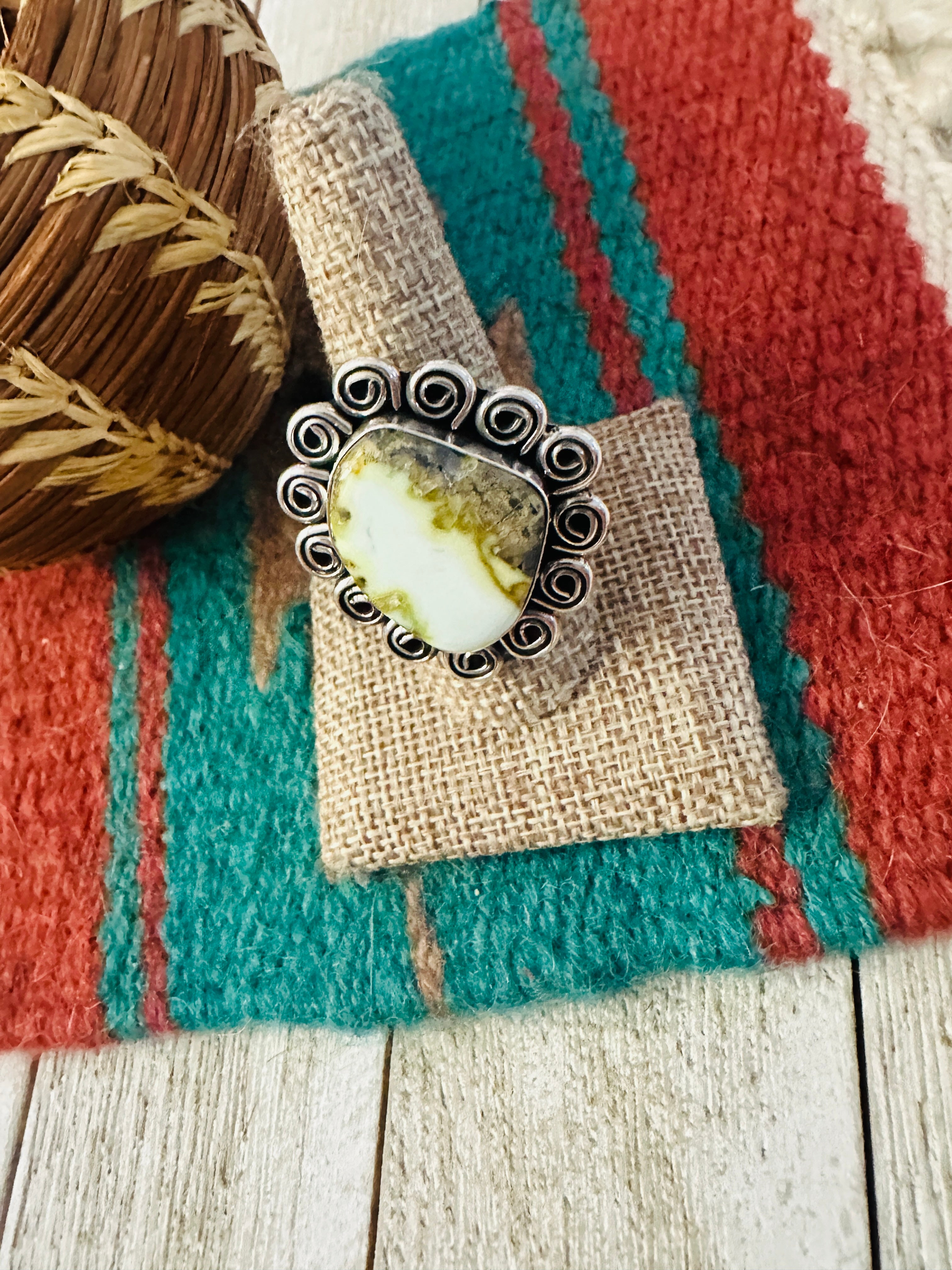 Handcrafted Palomino Turquoise & Sterling Silver Ring size 9.5