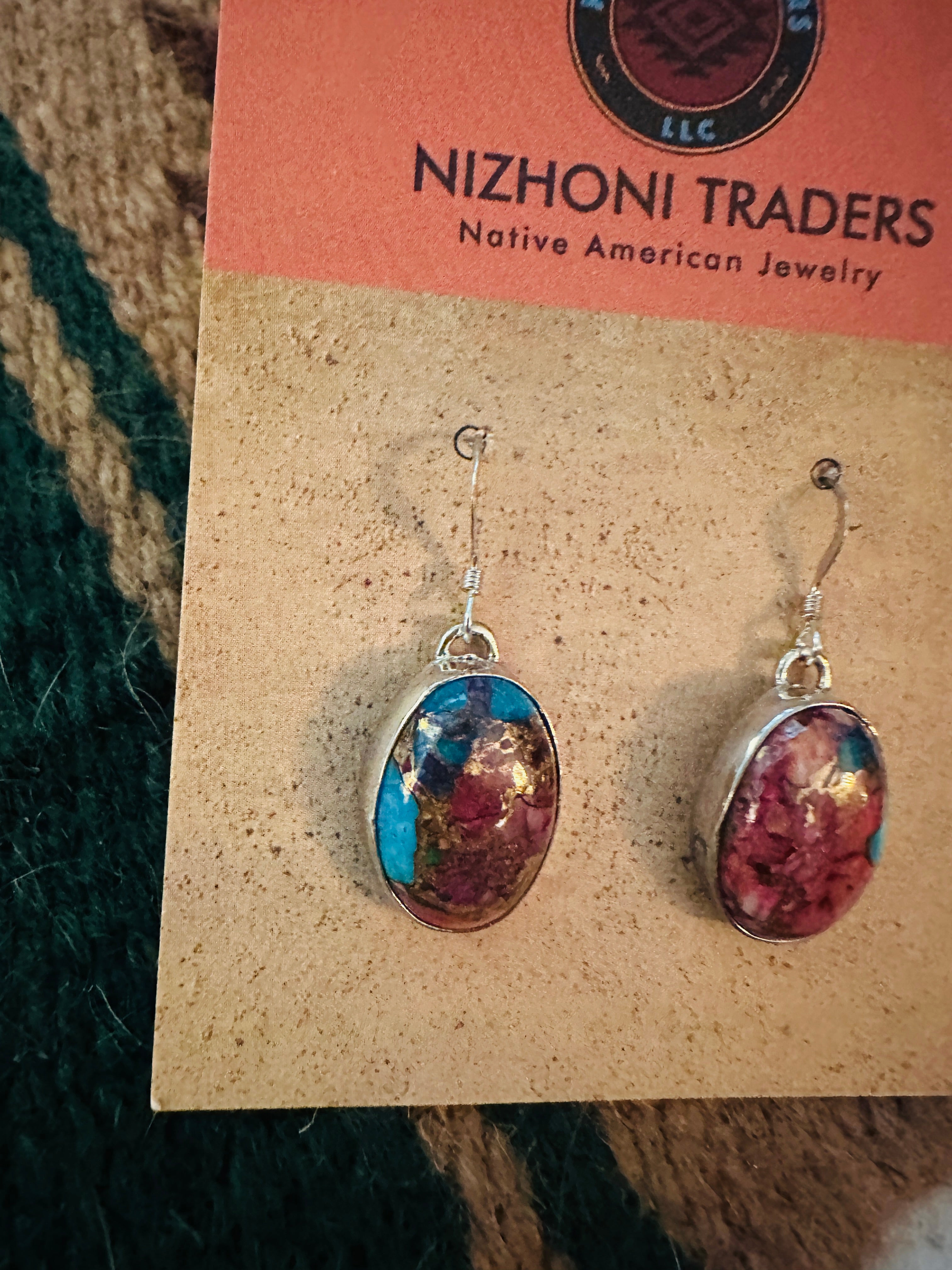 Navajo Pink Dream Mojave & Sterling Silver Dangle Earrings