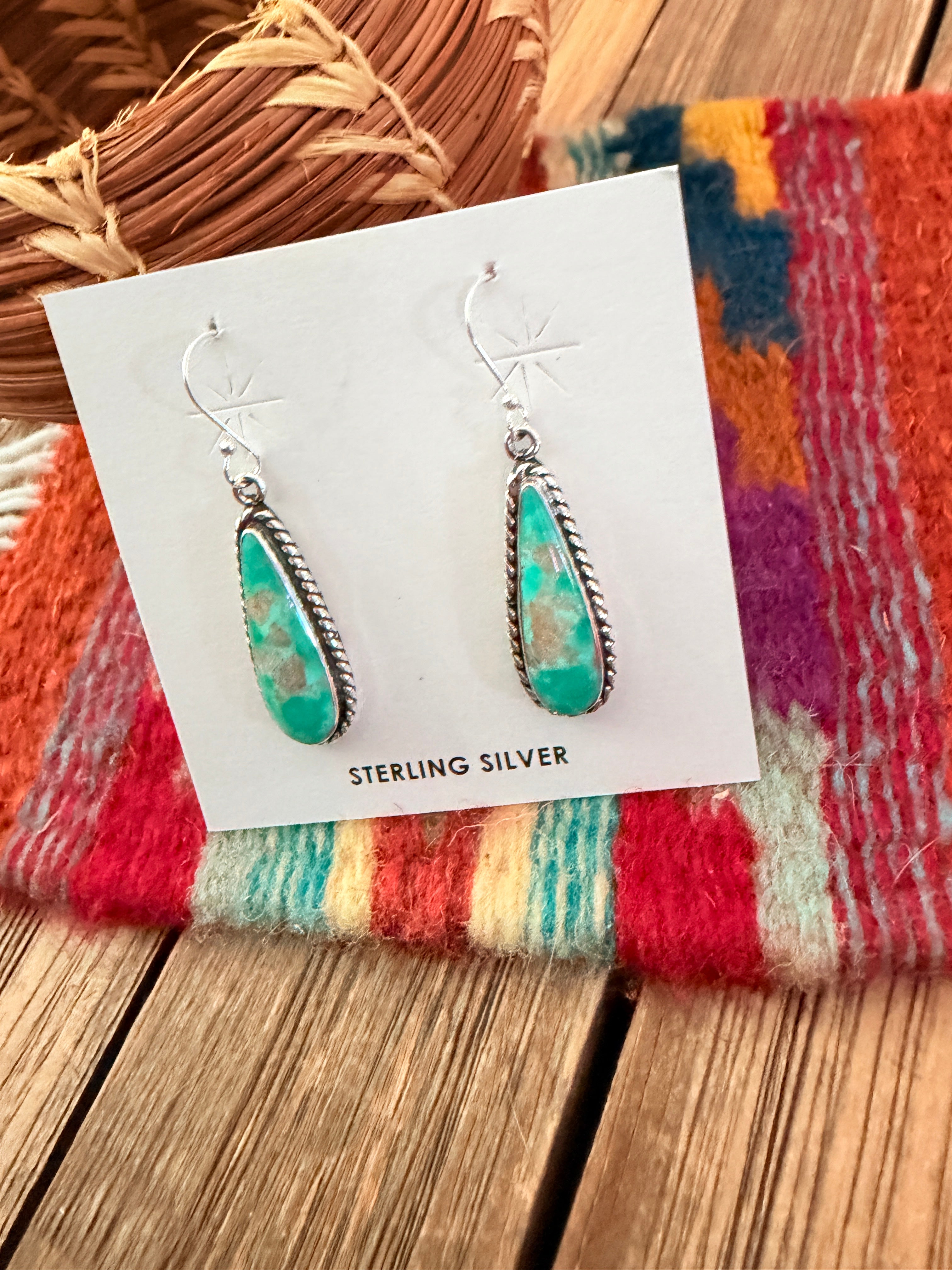 Handcrafted Turquoise & Sterling Silver Dangle Earrings