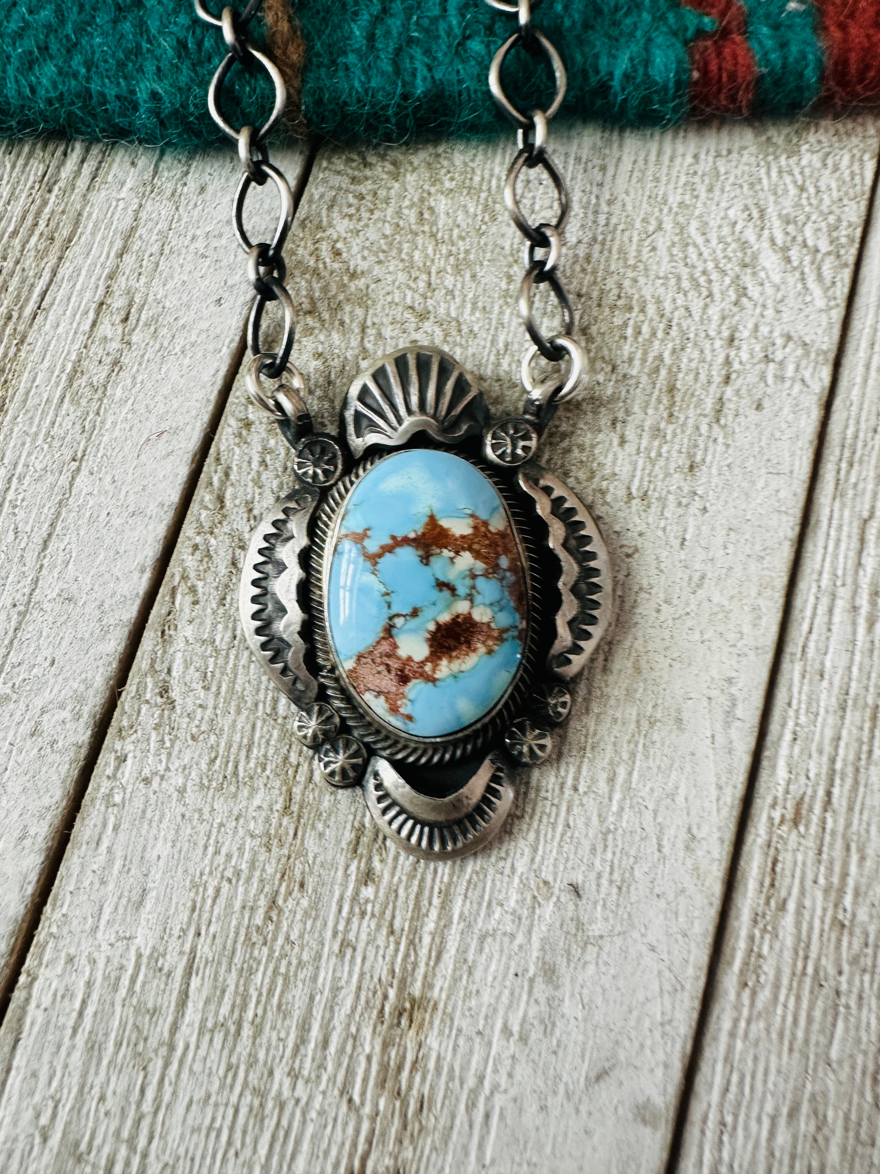 Handcrafted Sterling Silver & Golden Hills Turquoise Necklace