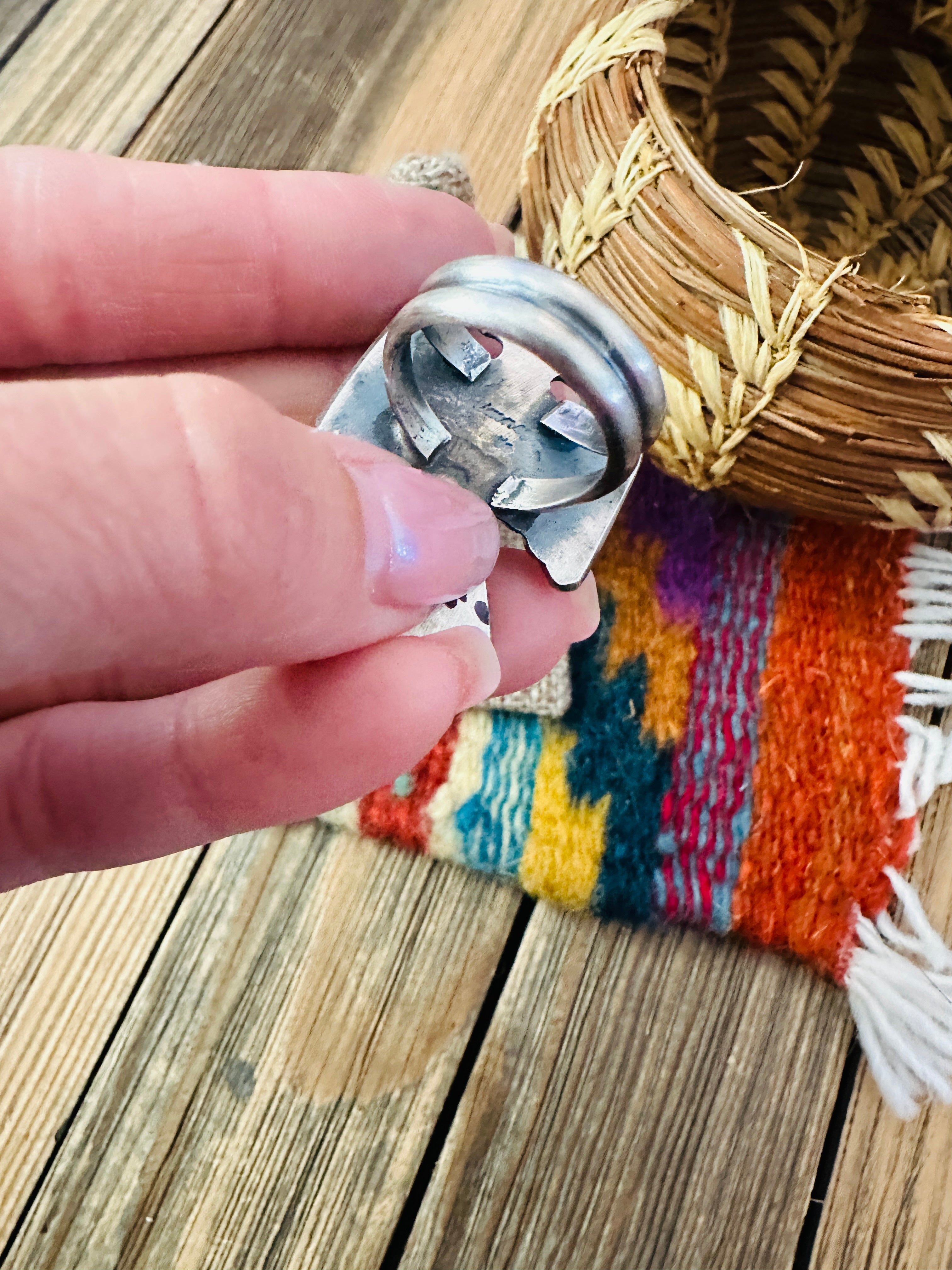 Handcrafted Turquoise and Sterling Silver Thunderbird Ring size 7 by Chimney Butte